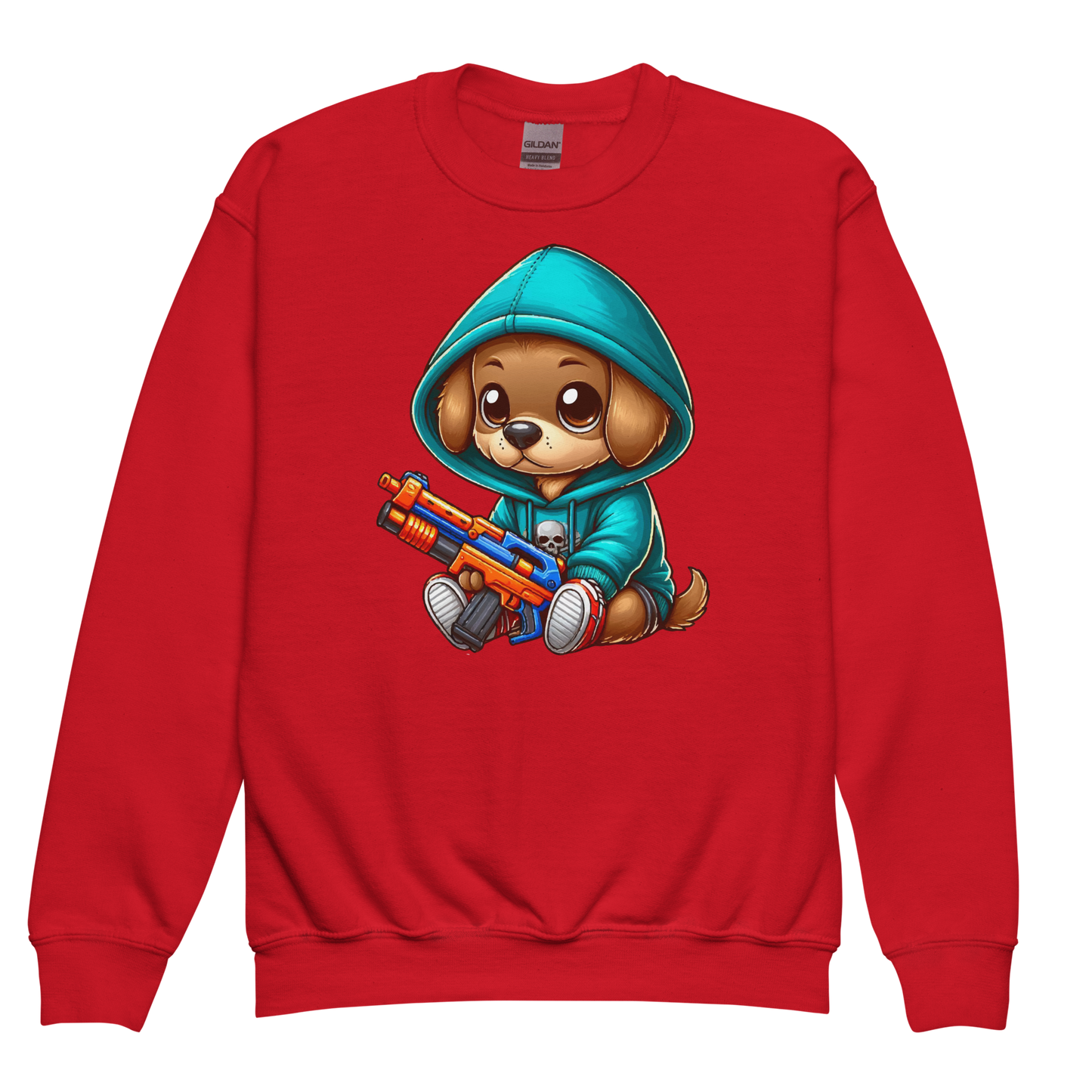 Brown Puppy with Foam Dart Blaster - Youth Sweatshirt