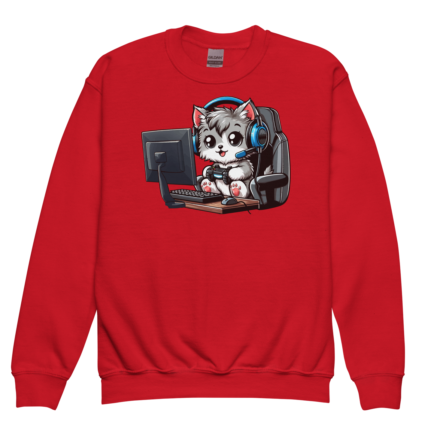 Gamer Kitten - Blue Headset - Youth Sweatshirt