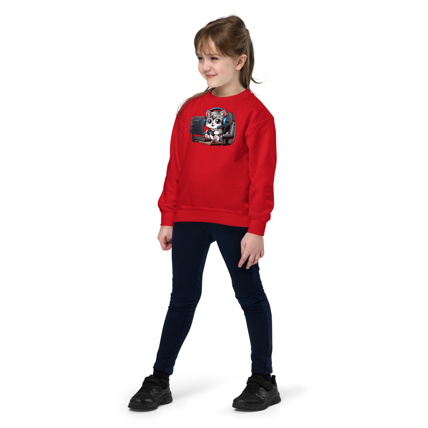 Gamer Kitten - Blue Headset - Youth Sweatshirt