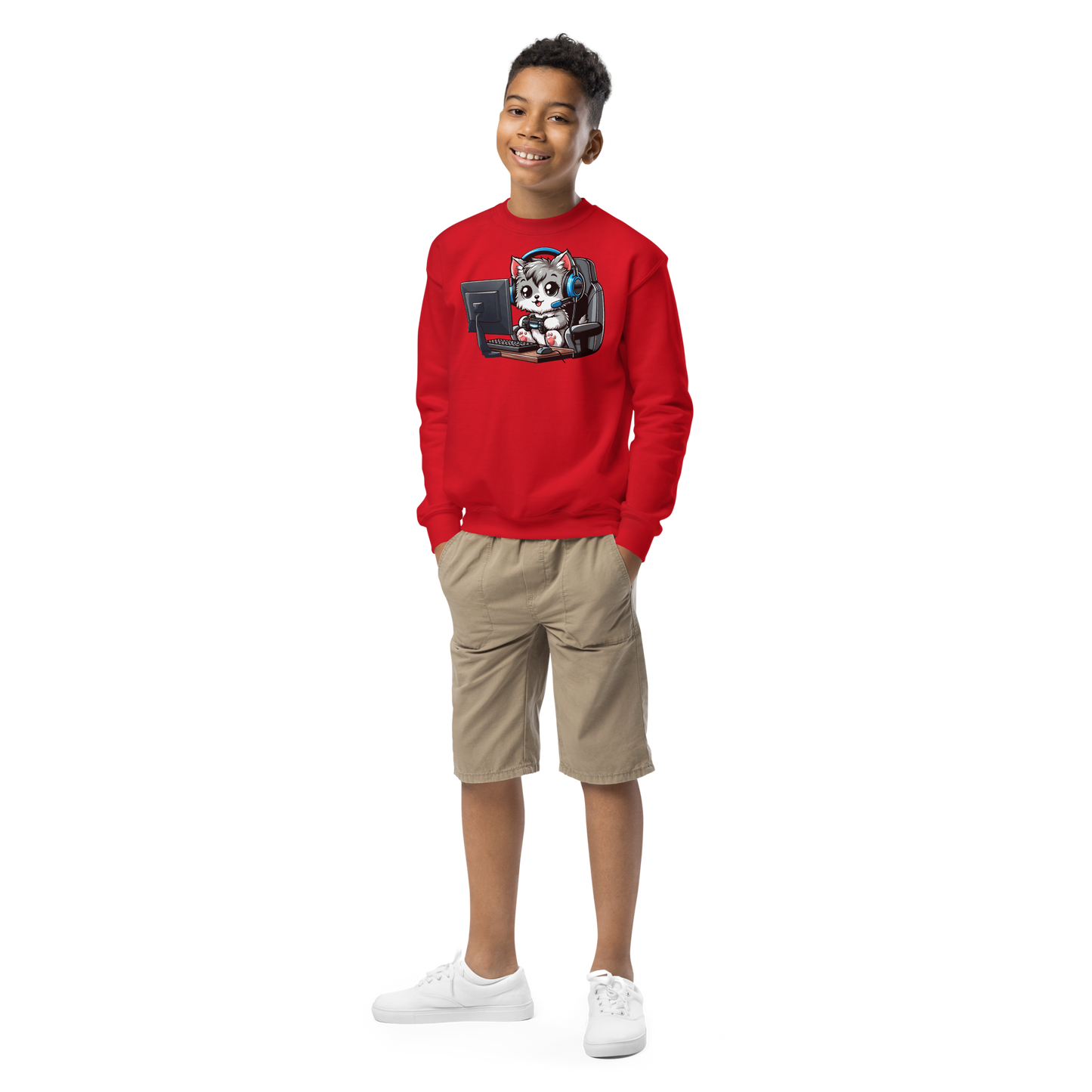 Gamer Kitten - Blue Headset - Youth Sweatshirt