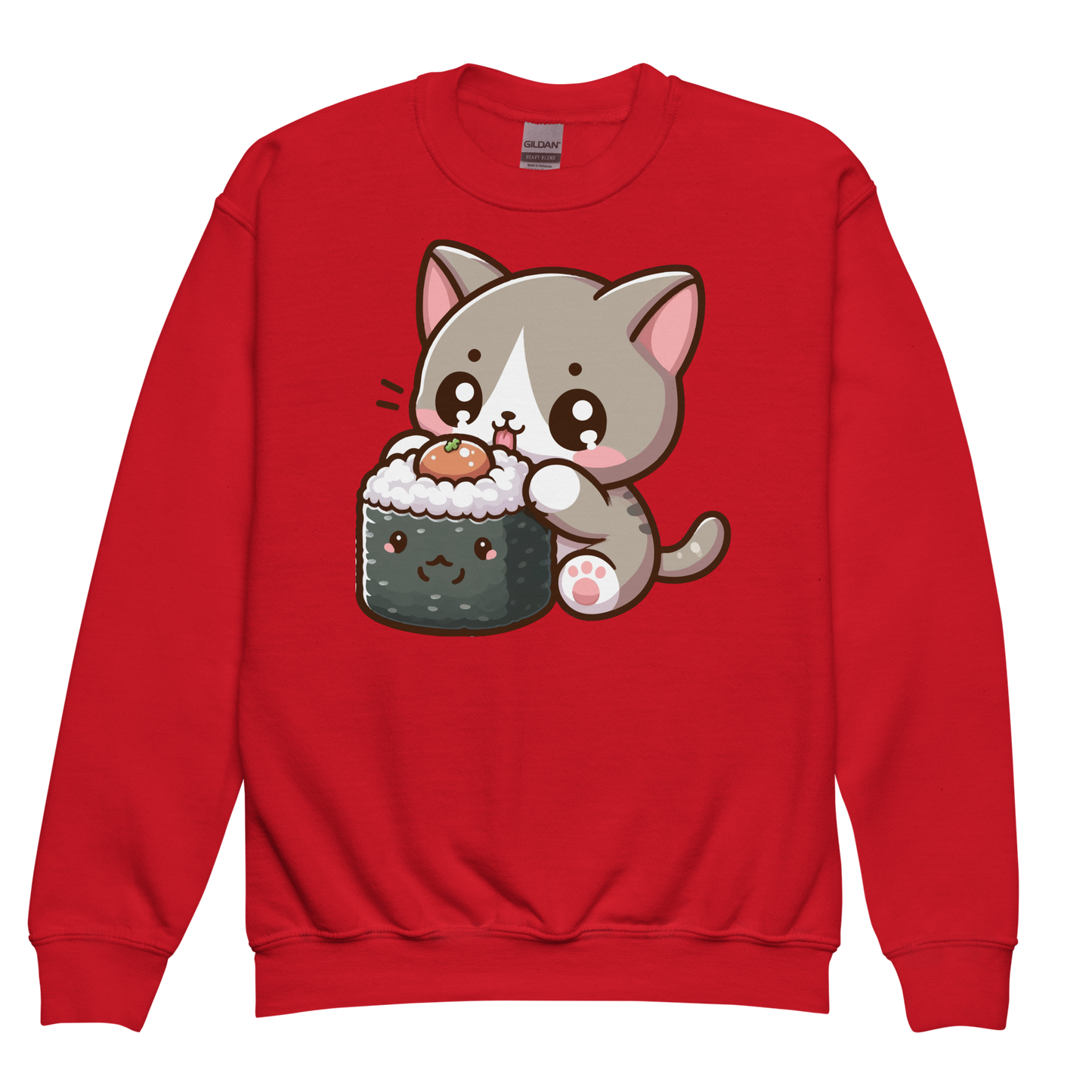 Grey Kitten - Eating Sushi - Youth Sweatshirt