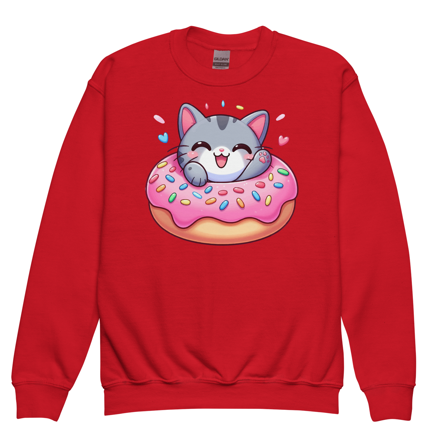 Grey Kitten - Laughing in a Donut - Youth Sweatshirt