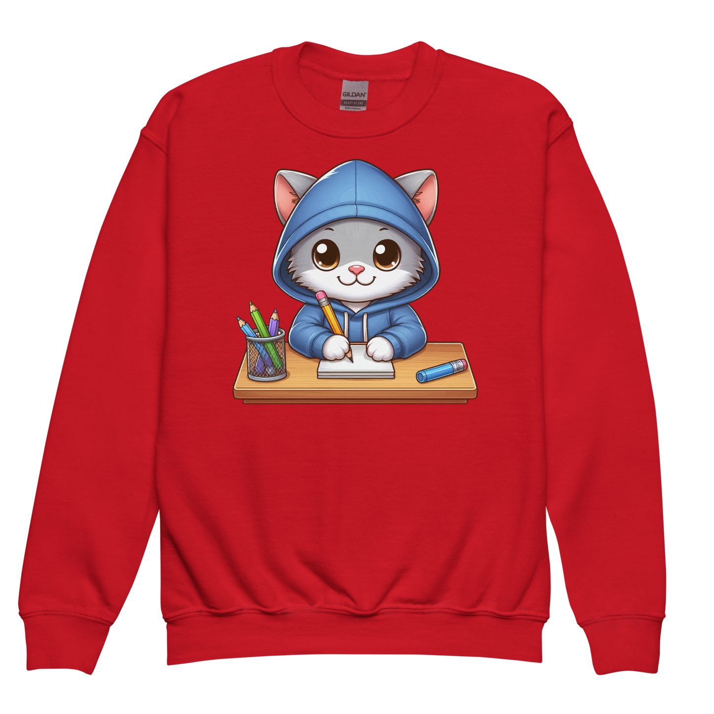 Grey Kitten Doing School - Youth Sweatshirt