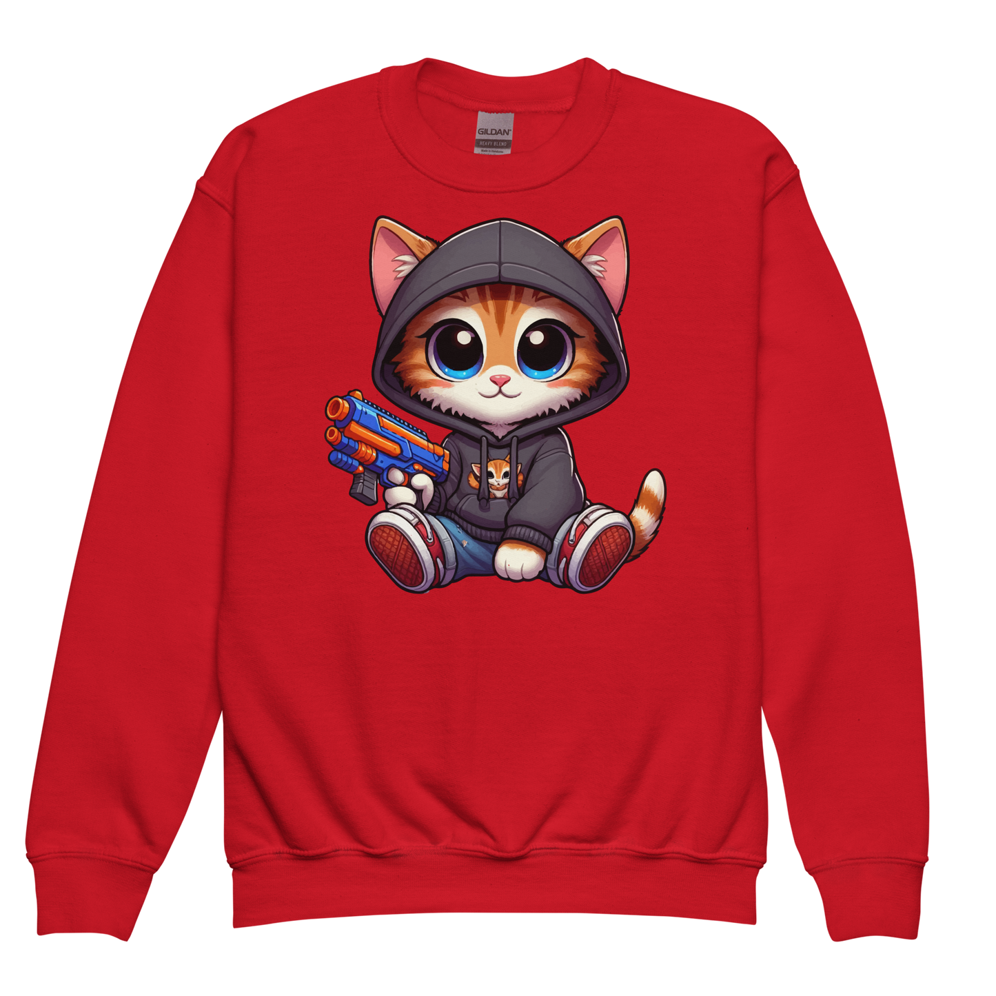 Orange Kitten with Foam Dart Blaster - Youth Sweatshirt