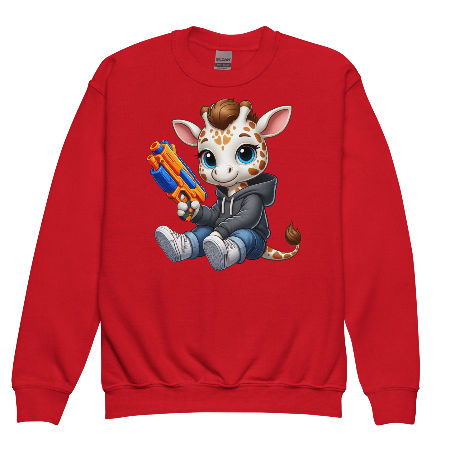 White Giraffe with Foam Dart Blaster - Youth Sweatshirt
