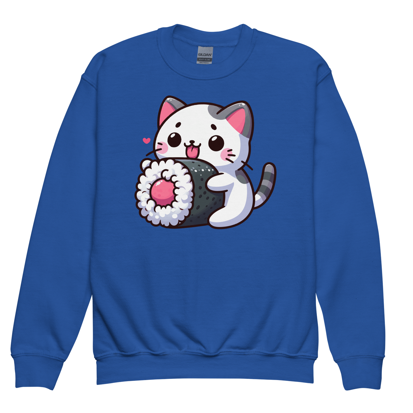 Black and Grey Kitten - Eating Sushi - Youth Sweatshirt