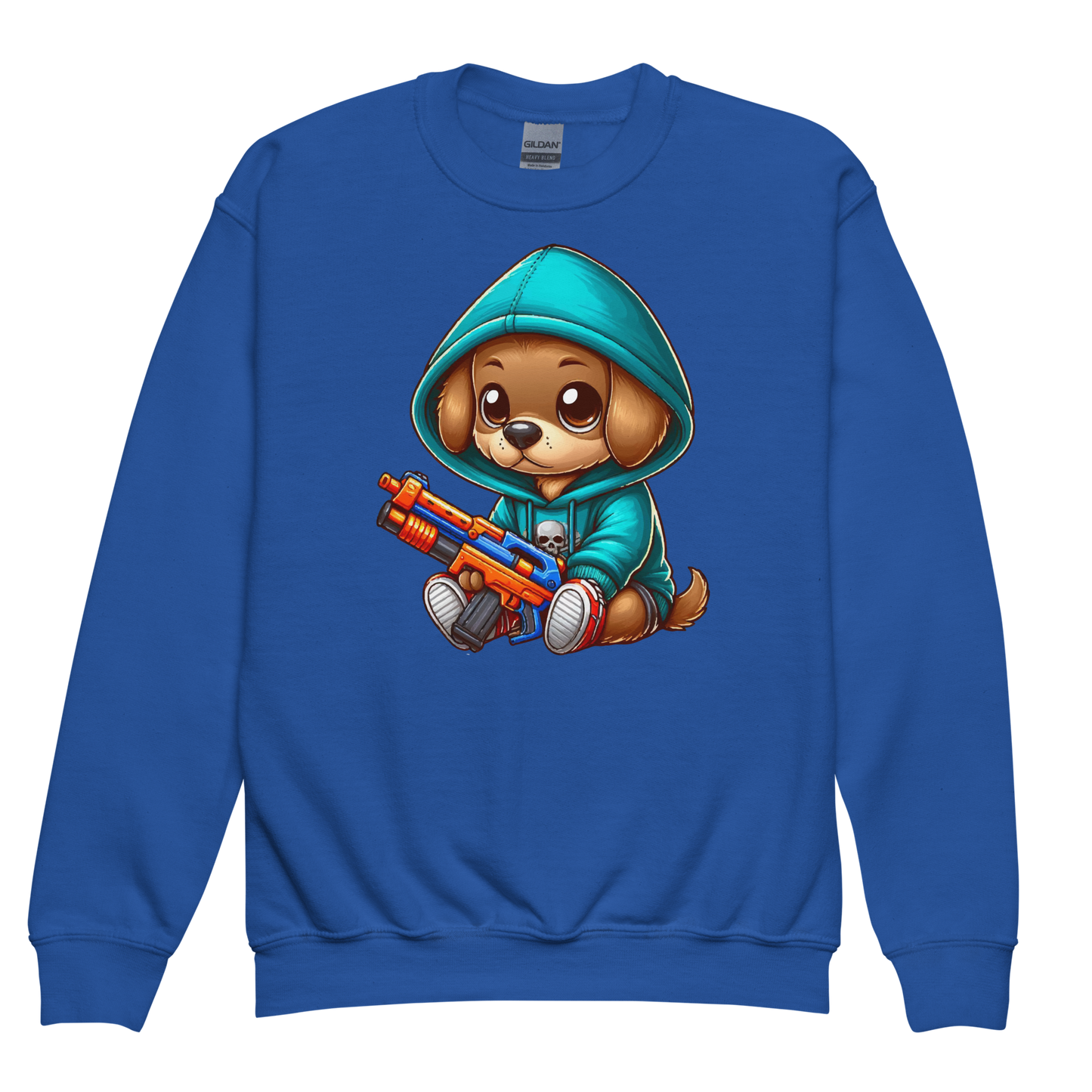 Brown Puppy with Foam Dart Blaster - Youth Sweatshirt