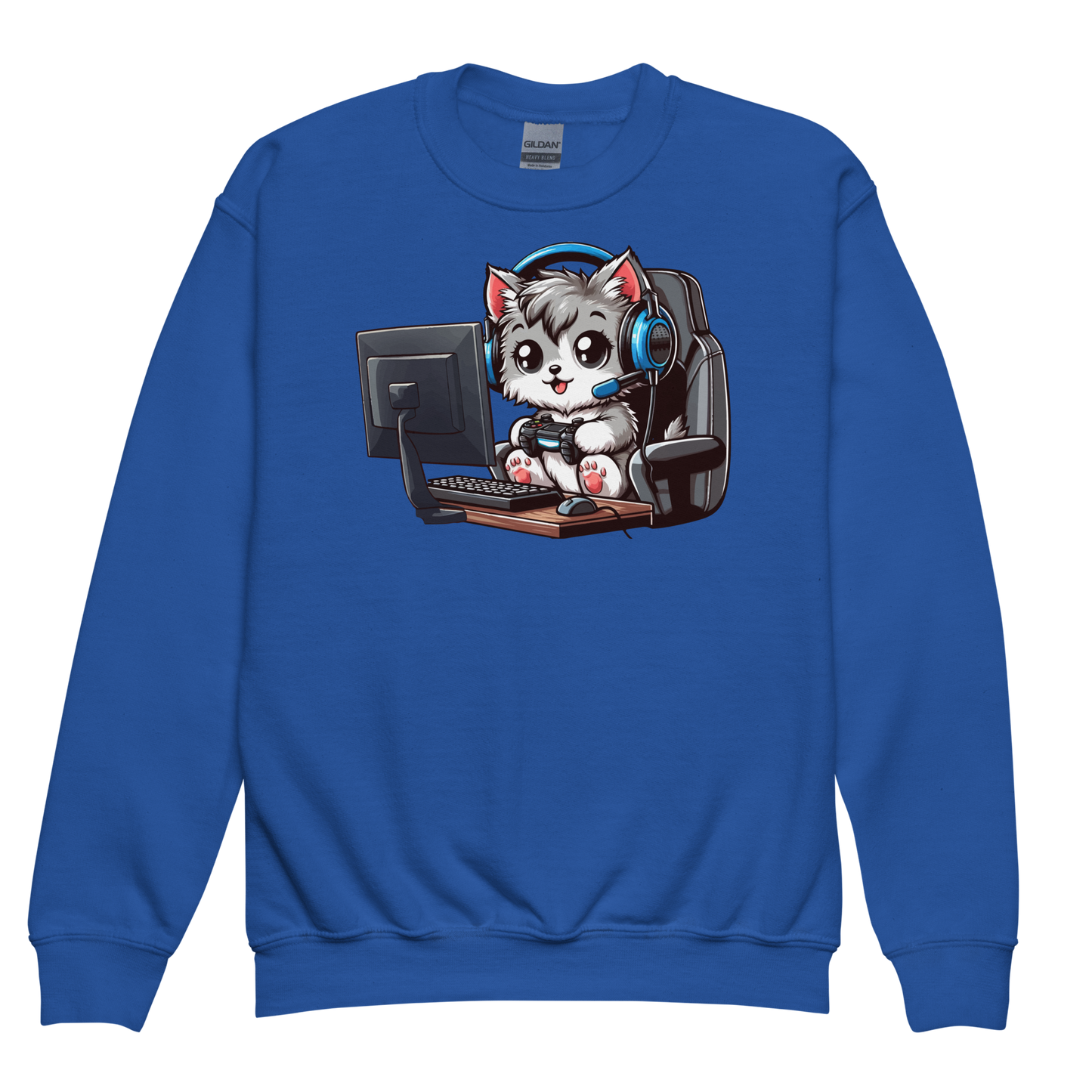 Gamer Kitten - Blue Headset - Youth Sweatshirt