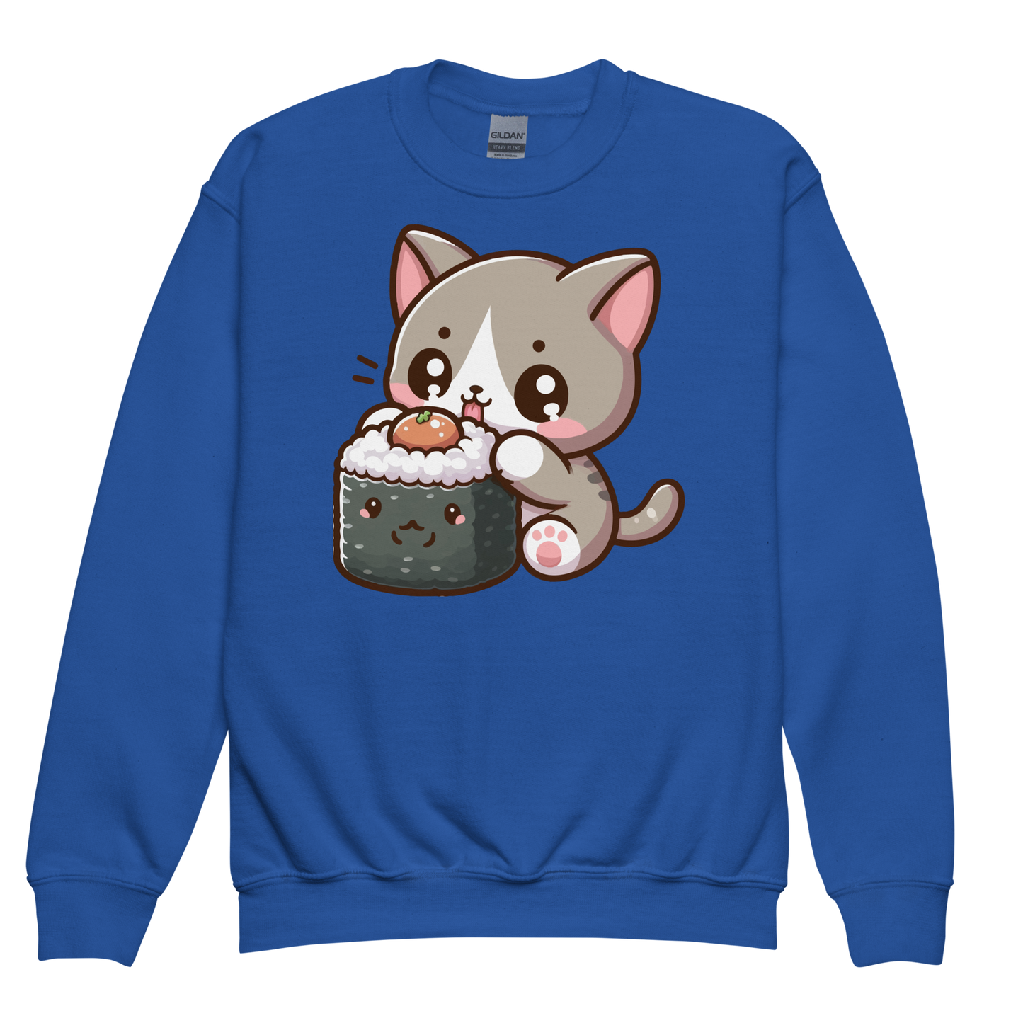 Grey Kitten - Eating Sushi - Youth Sweatshirt