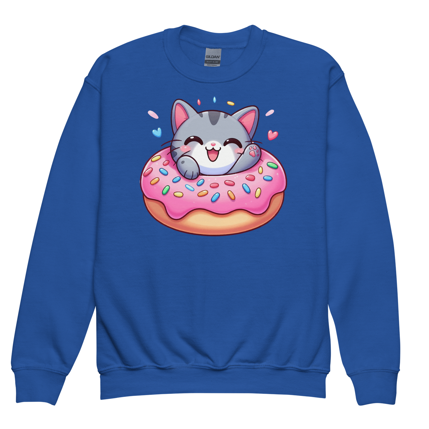 Grey Kitten - Laughing in a Donut - Youth Sweatshirt