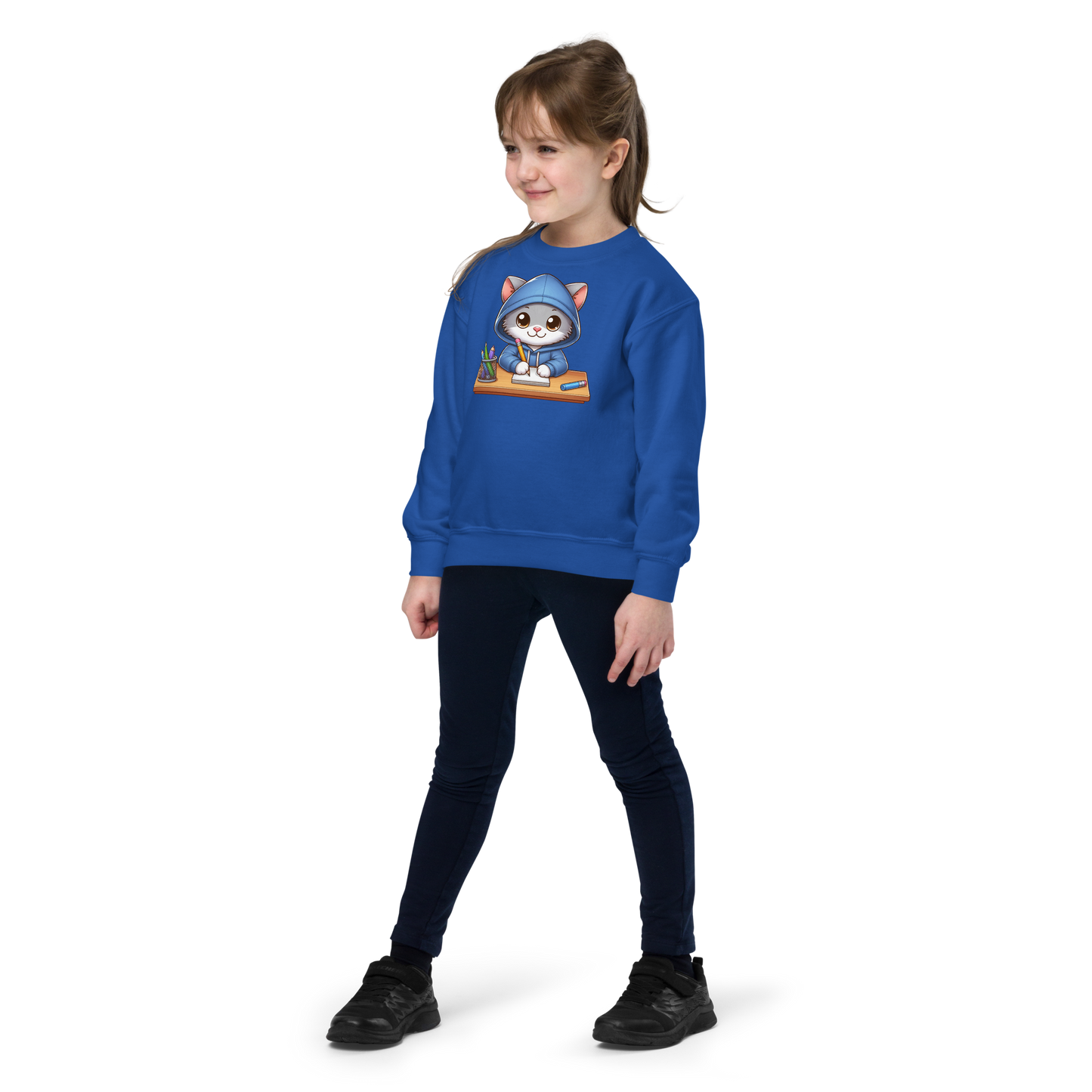 Grey Kitten Doing School - Youth Sweatshirt