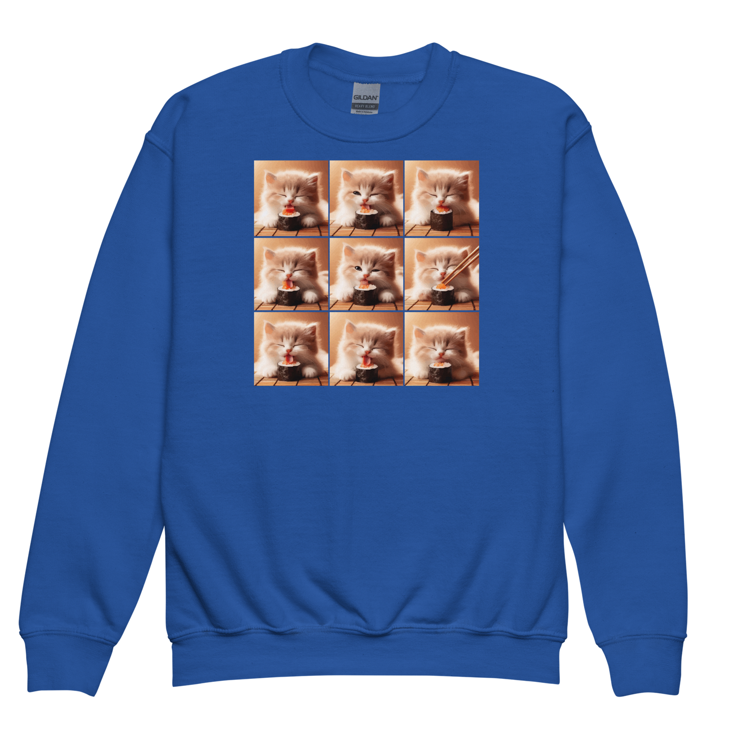 Kittens Eating Sushi Collage - Youth Sweatshirt
