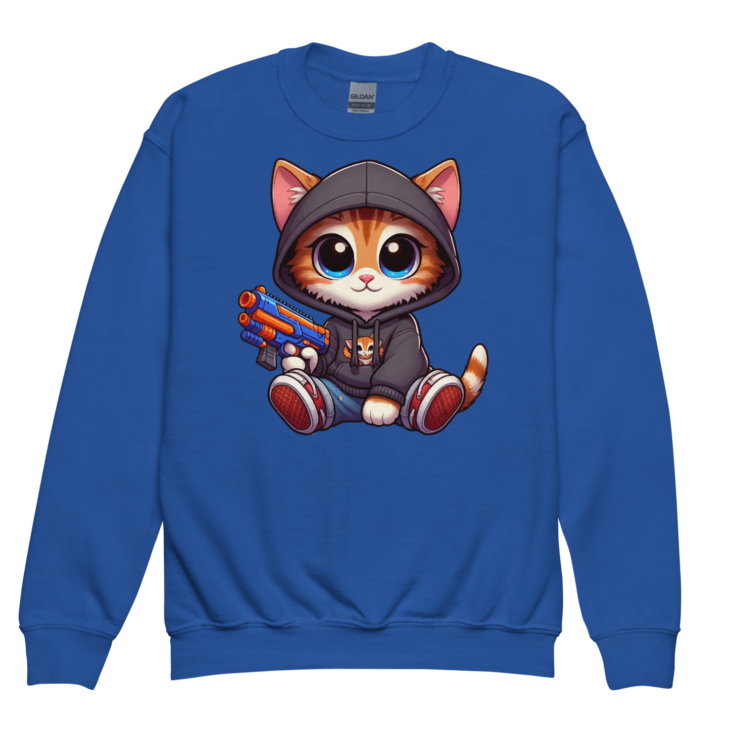 Orange Kitten with Foam Dart Blaster - Youth Sweatshirt