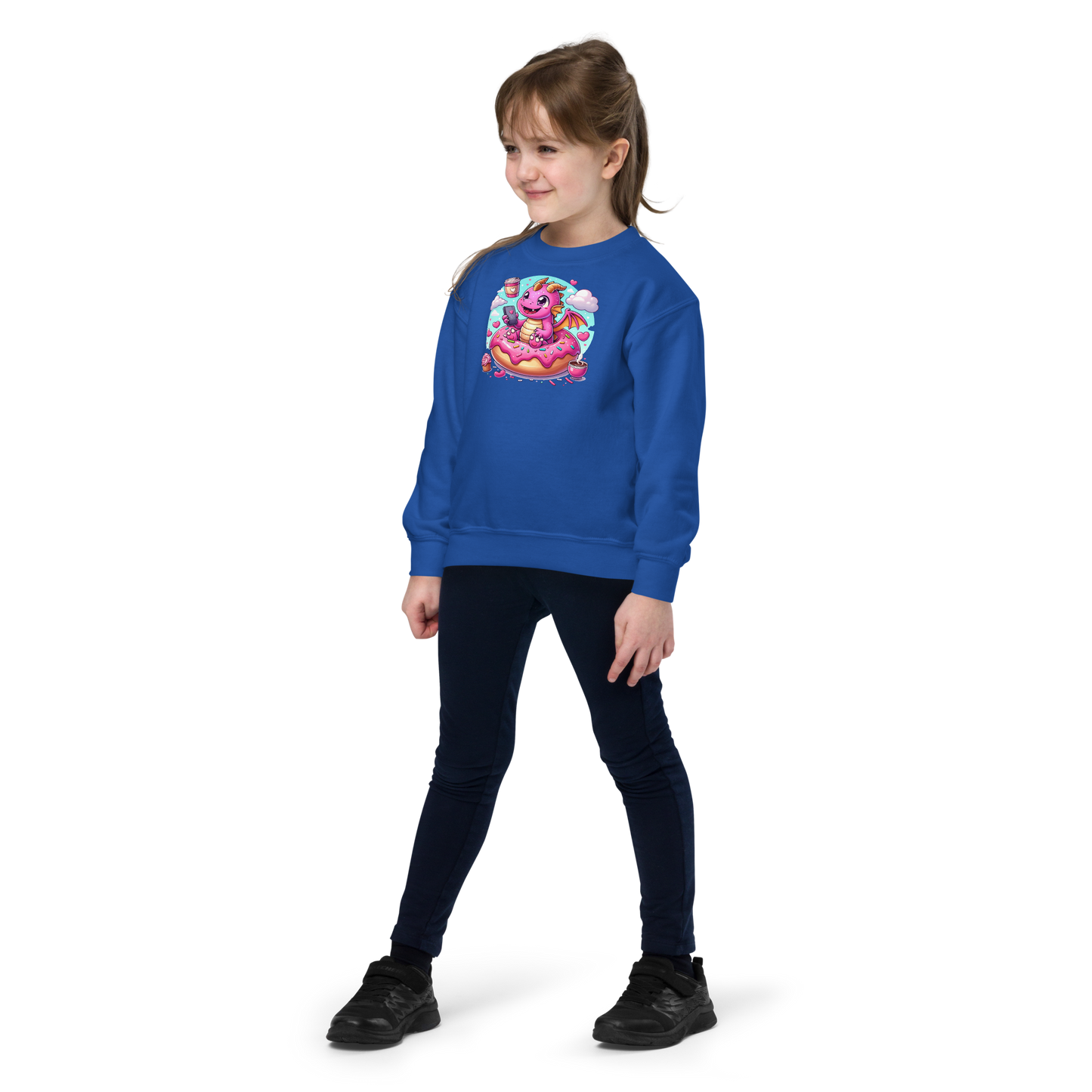 Pink Dragon - Loving Coffee and Donuts - Youth Sweatshirt irt