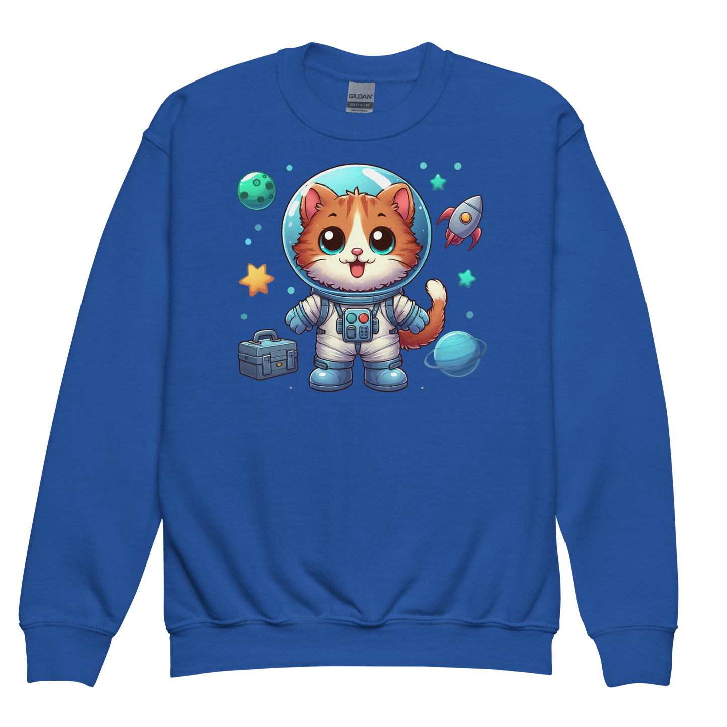 Space Kitten with Planets - Youth Sweatshirt