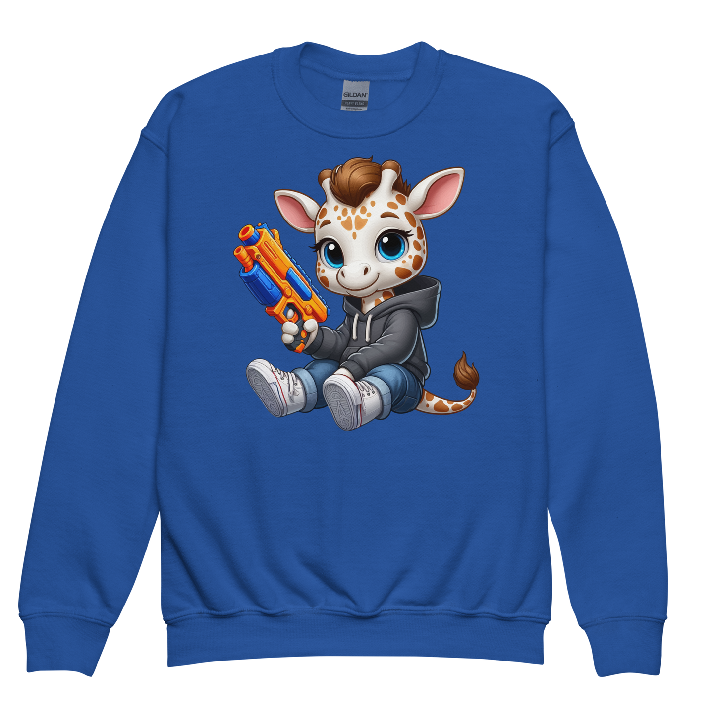 White Giraffe with Foam Dart Blaster - Youth Sweatshirt