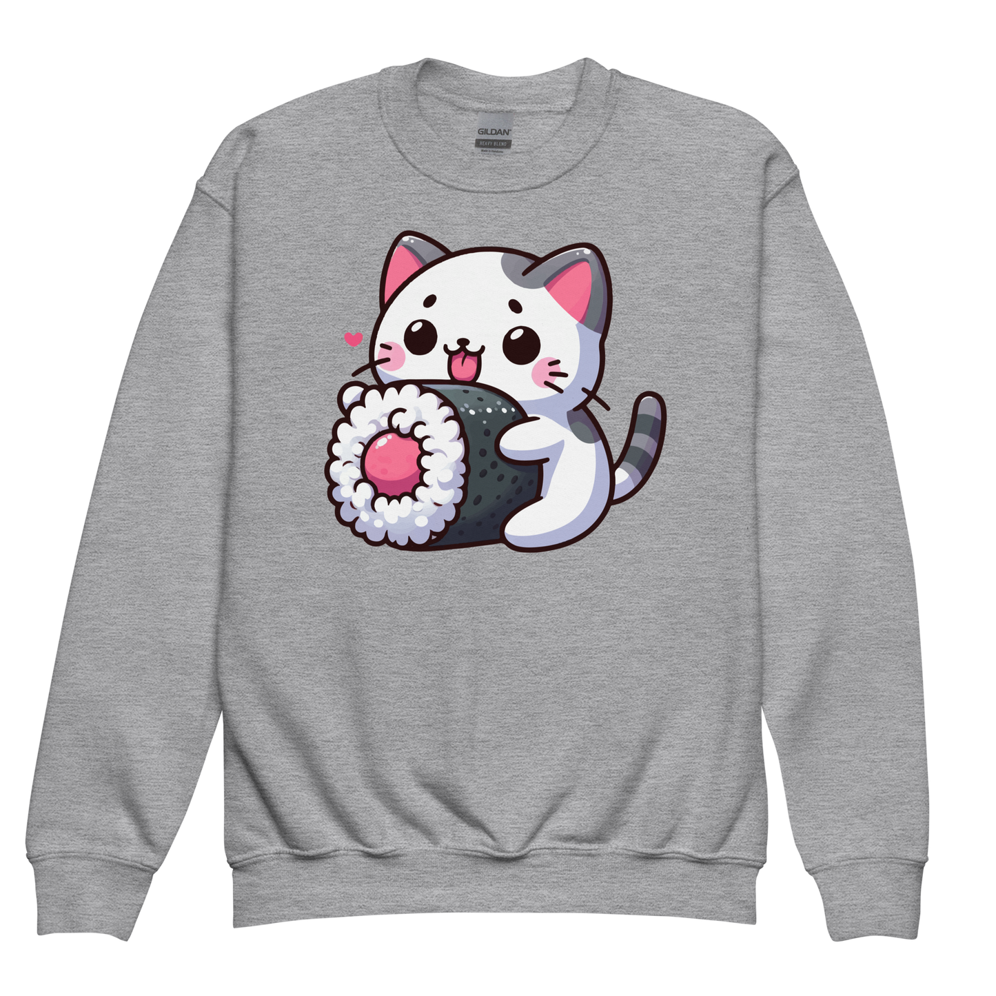 Black and Grey Kitten - Eating Sushi - Youth Sweatshirt