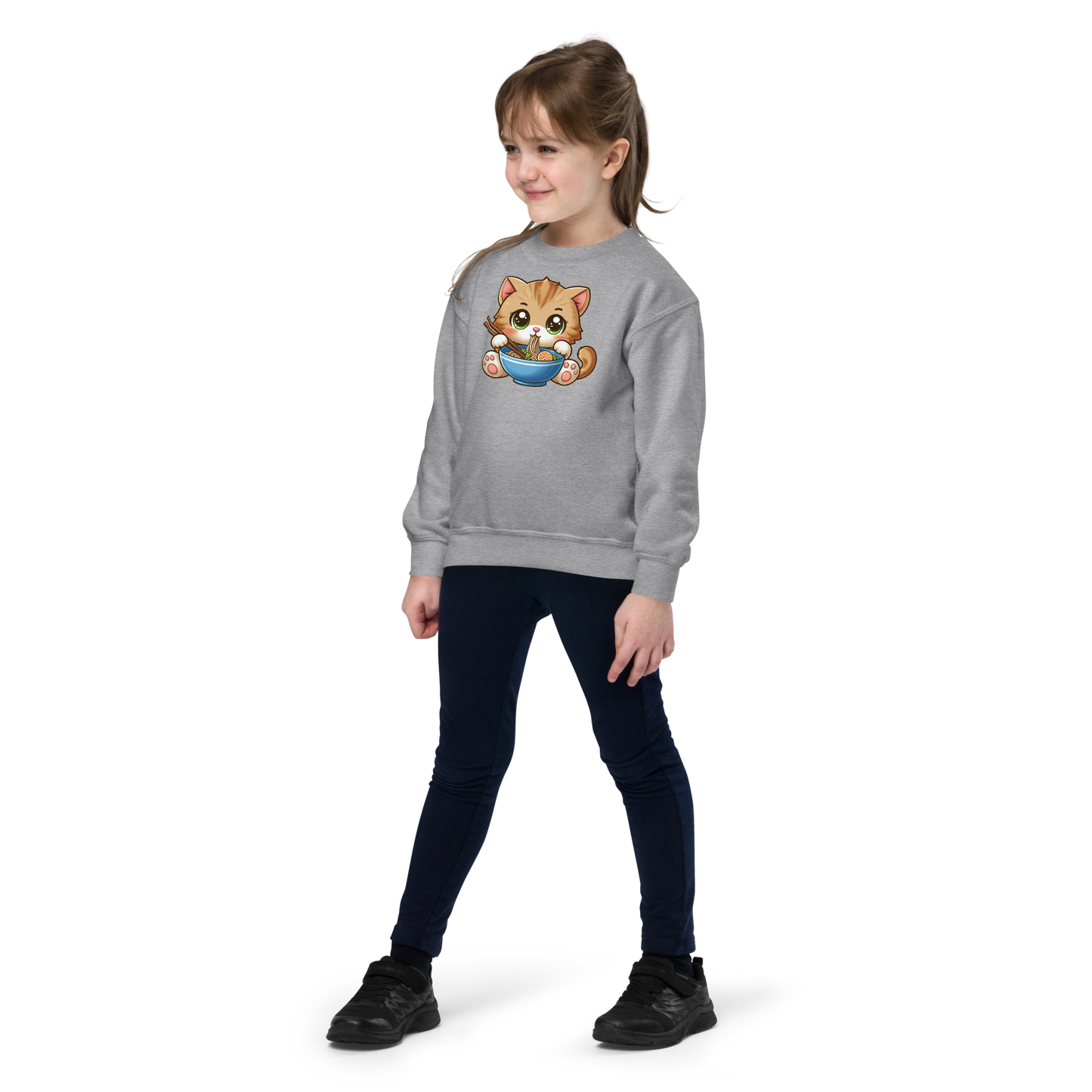 Brown Kitten - Eating Ramen - Youth Sweatshirt