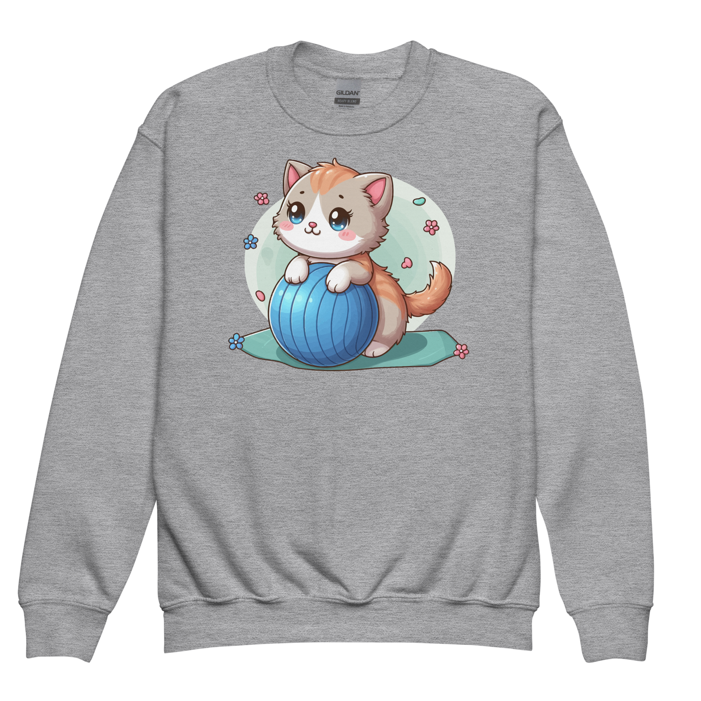 Brown Kitten on Blue Ball - Youth Sweatshirt