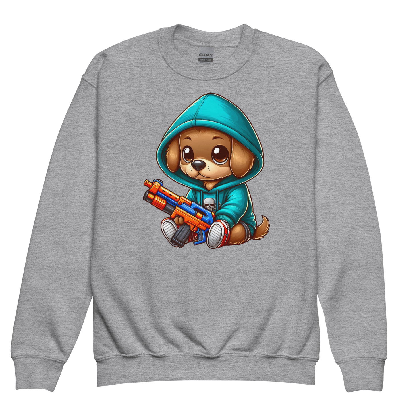 Brown Puppy with Foam Dart Blaster - Youth Sweatshirt