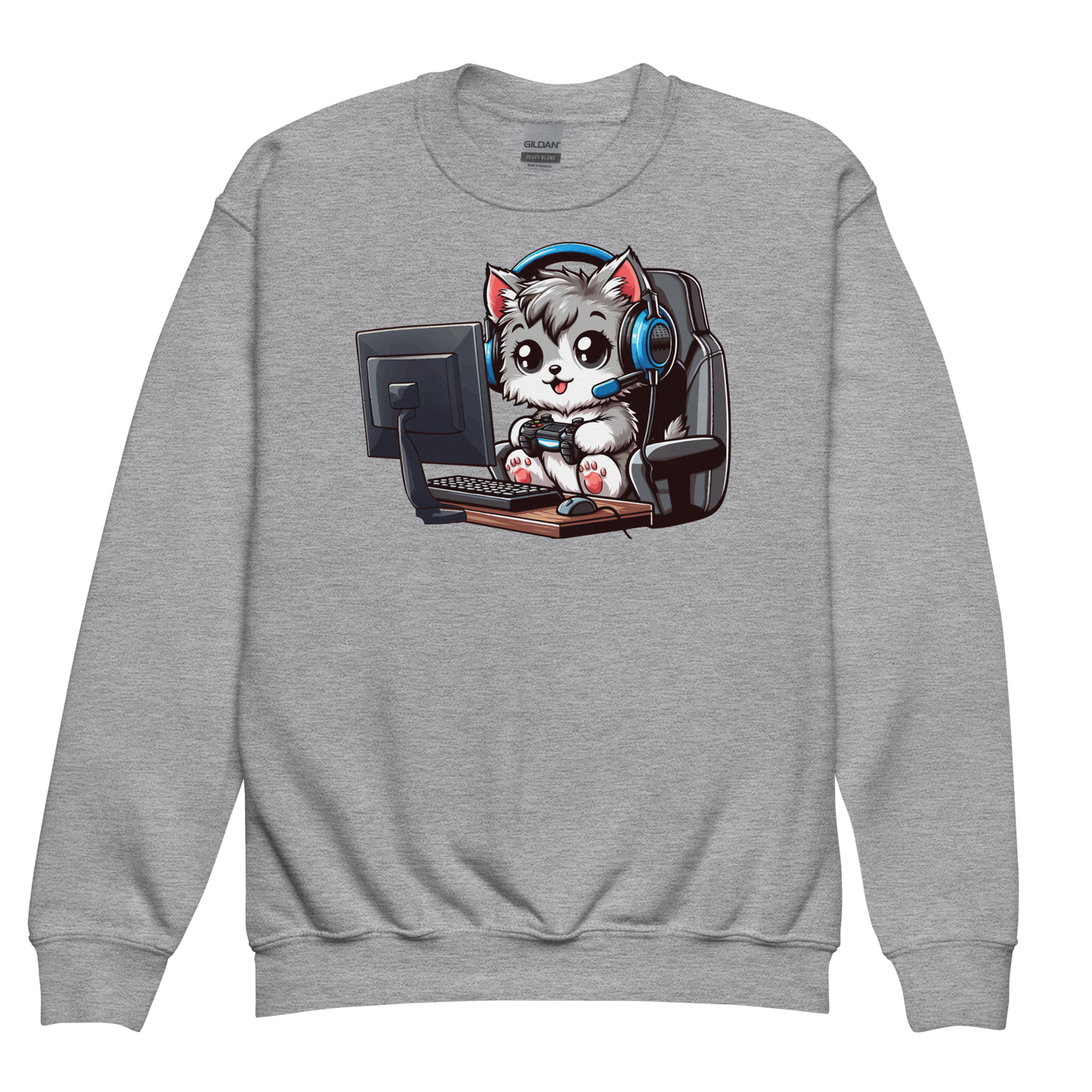 Gamer Kitten - Blue Headset - Youth Sweatshirt