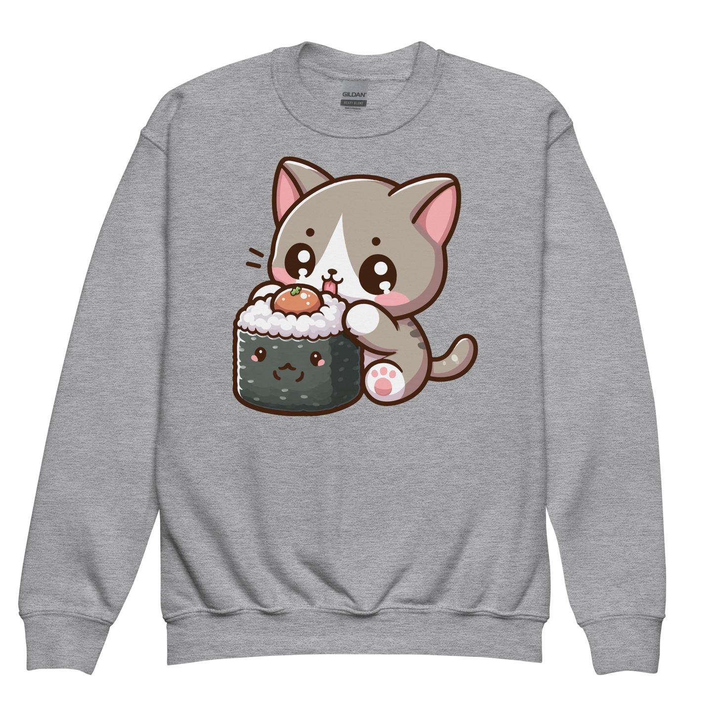 Grey Kitten - Eating Sushi - Youth Sweatshirt