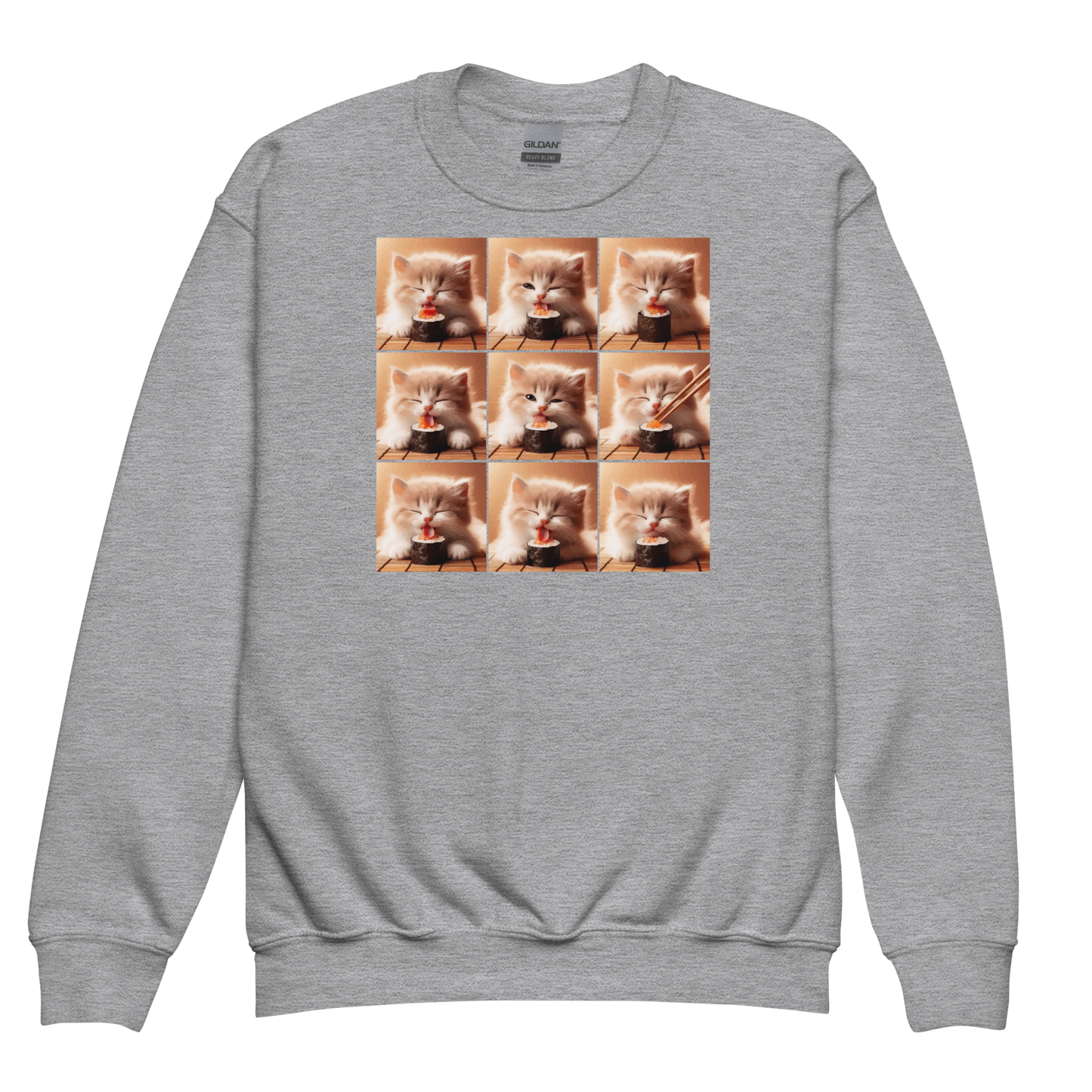 Kittens Eating Sushi Collage - Youth Sweatshirt