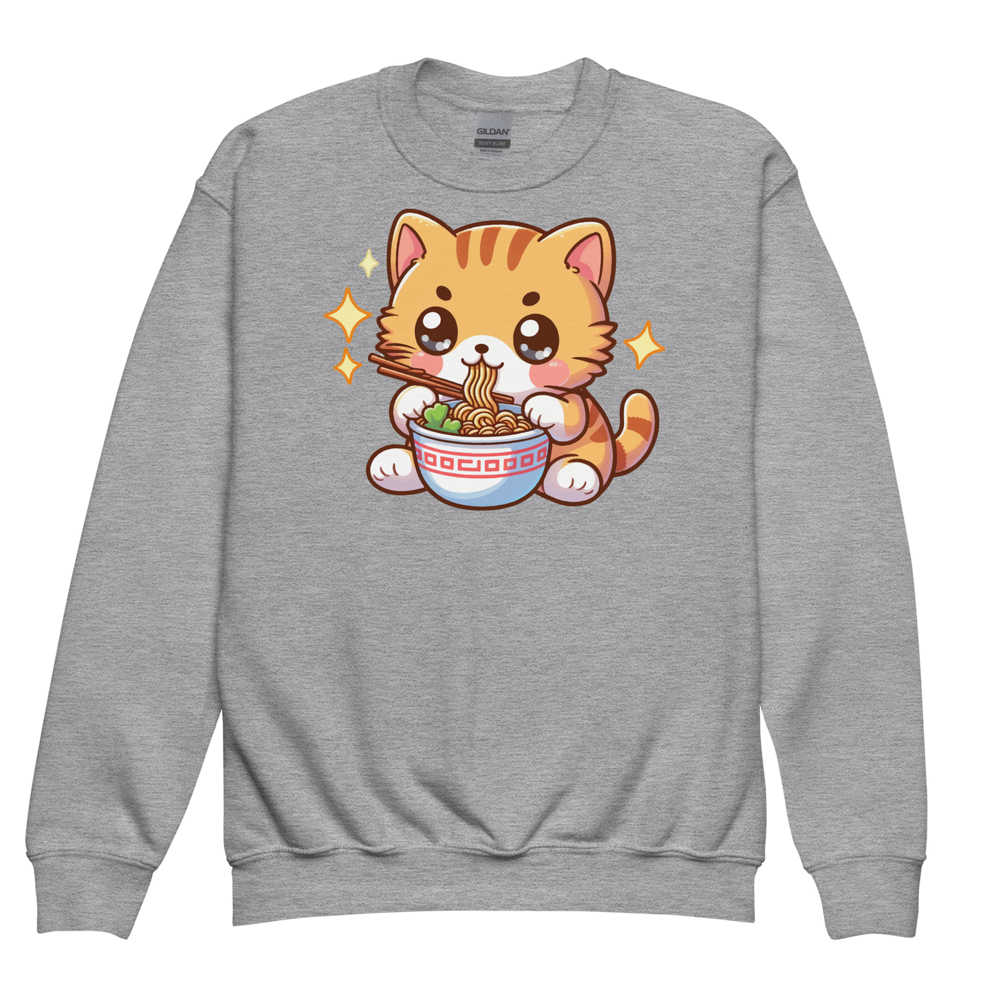 Orange Kitten - Eating Ramen - Youth Sweatshirt