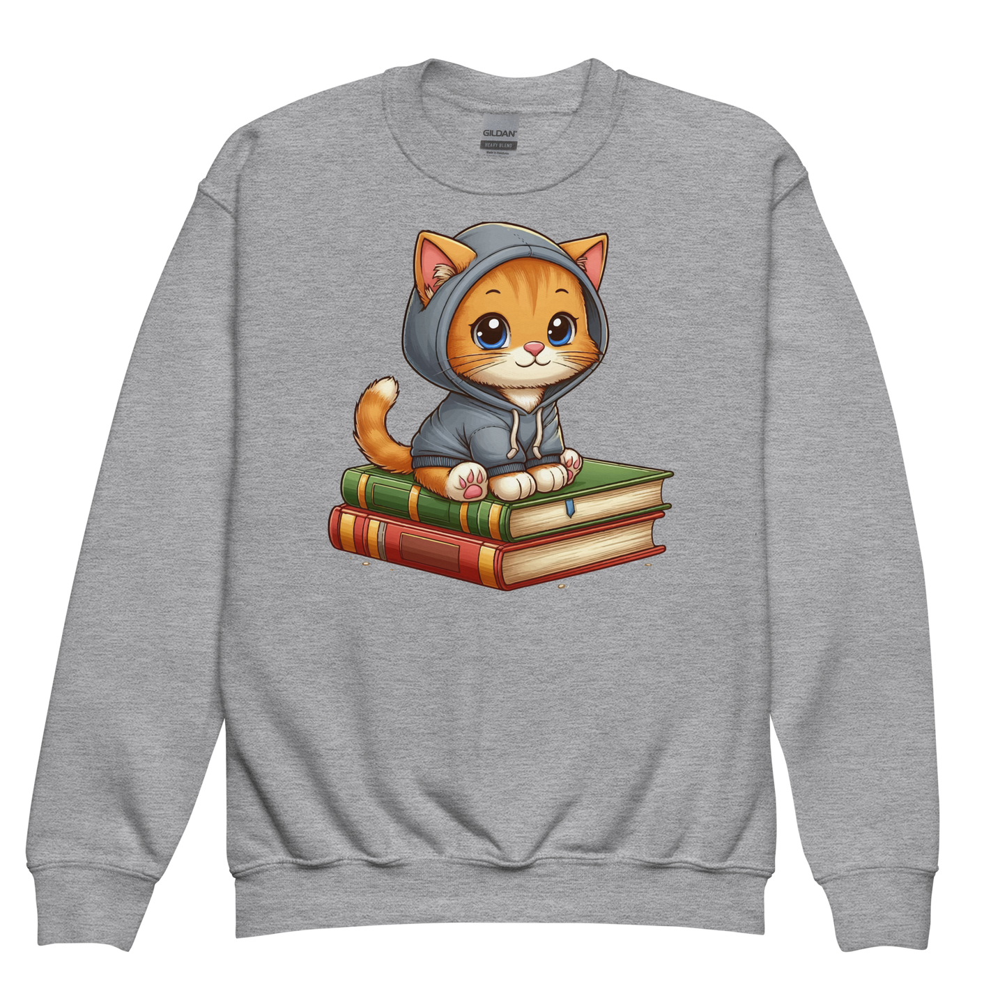 Orange Kitten - Sitting on Books - Youth Sweatshirt