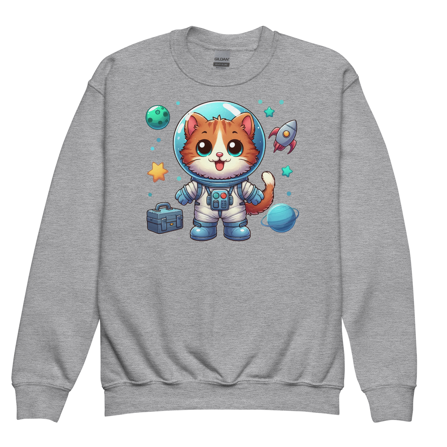 Space Kitten with Planets - Youth Sweatshirt