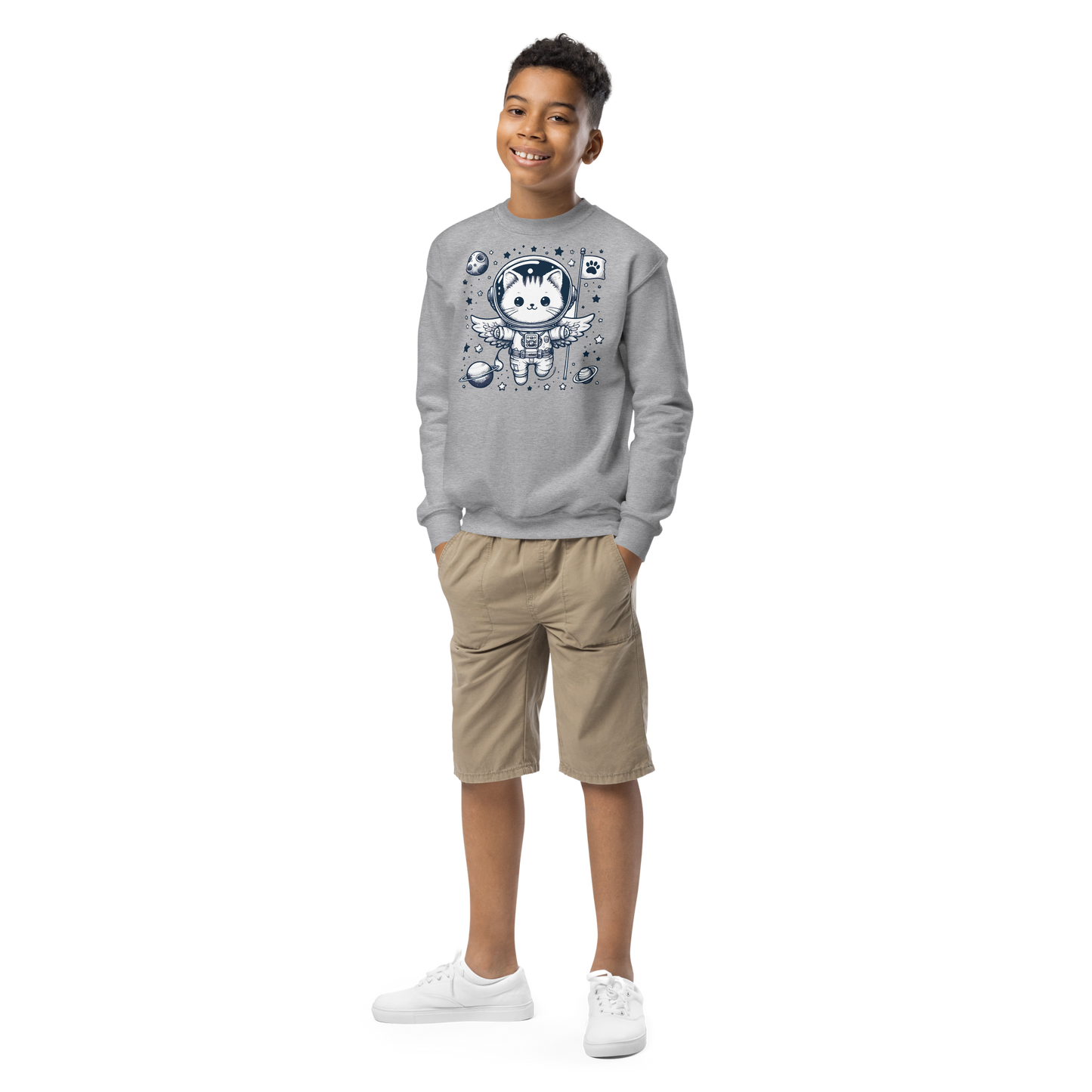 Space Kitten with Stars - Youth Sweatshirt