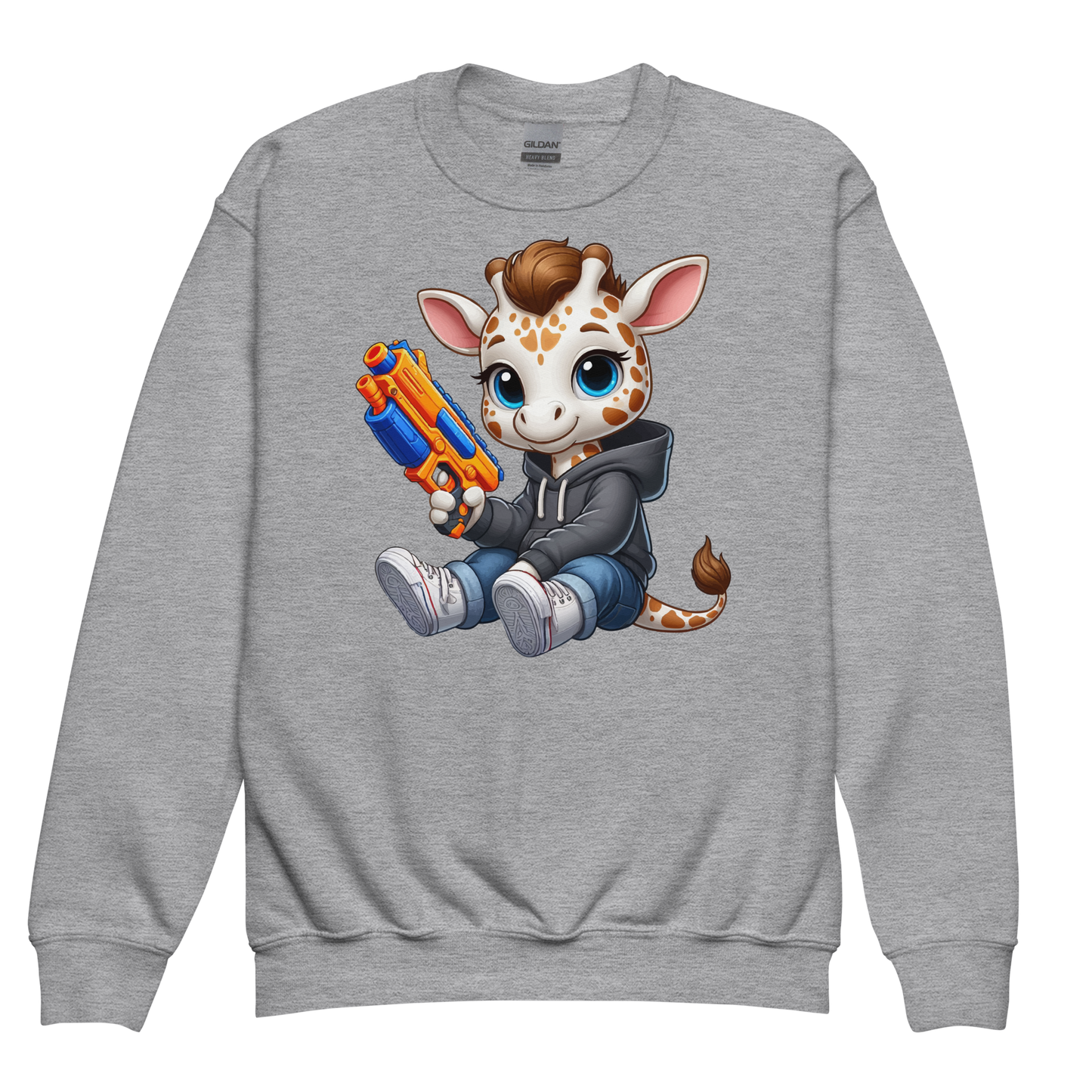 White Giraffe with Foam Dart Blaster - Youth Sweatshirt