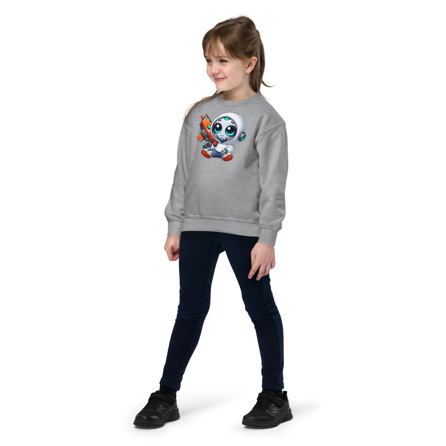White Robot with Foam Dart Blaster - Youth Sweatshirt