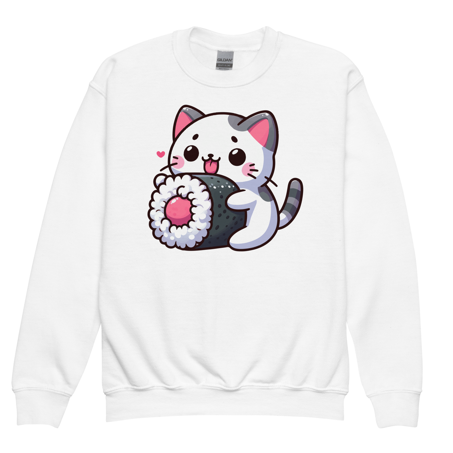Black and Grey Kitten - Eating Sushi - Youth Sweatshirt