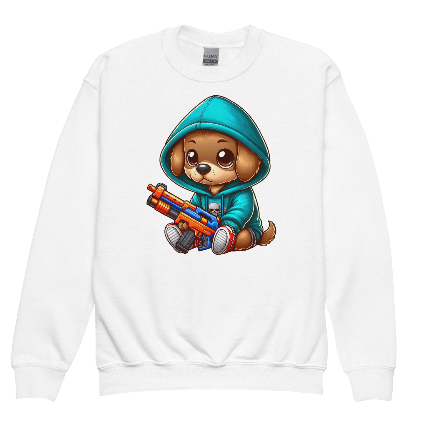 Brown Puppy with Foam Dart Blaster - Youth Sweatshirt