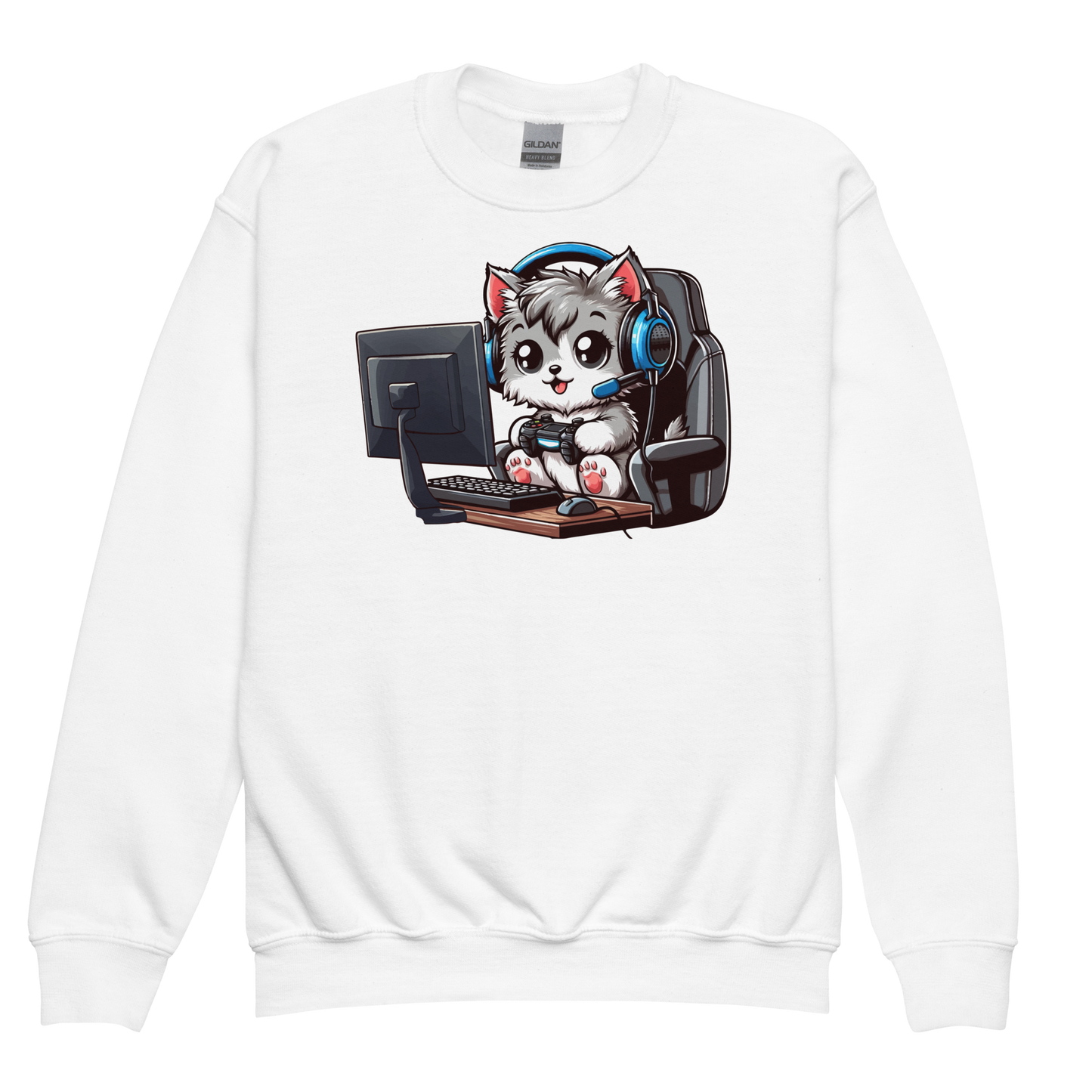 Gamer Kitten - Blue Headset - Youth Sweatshirt