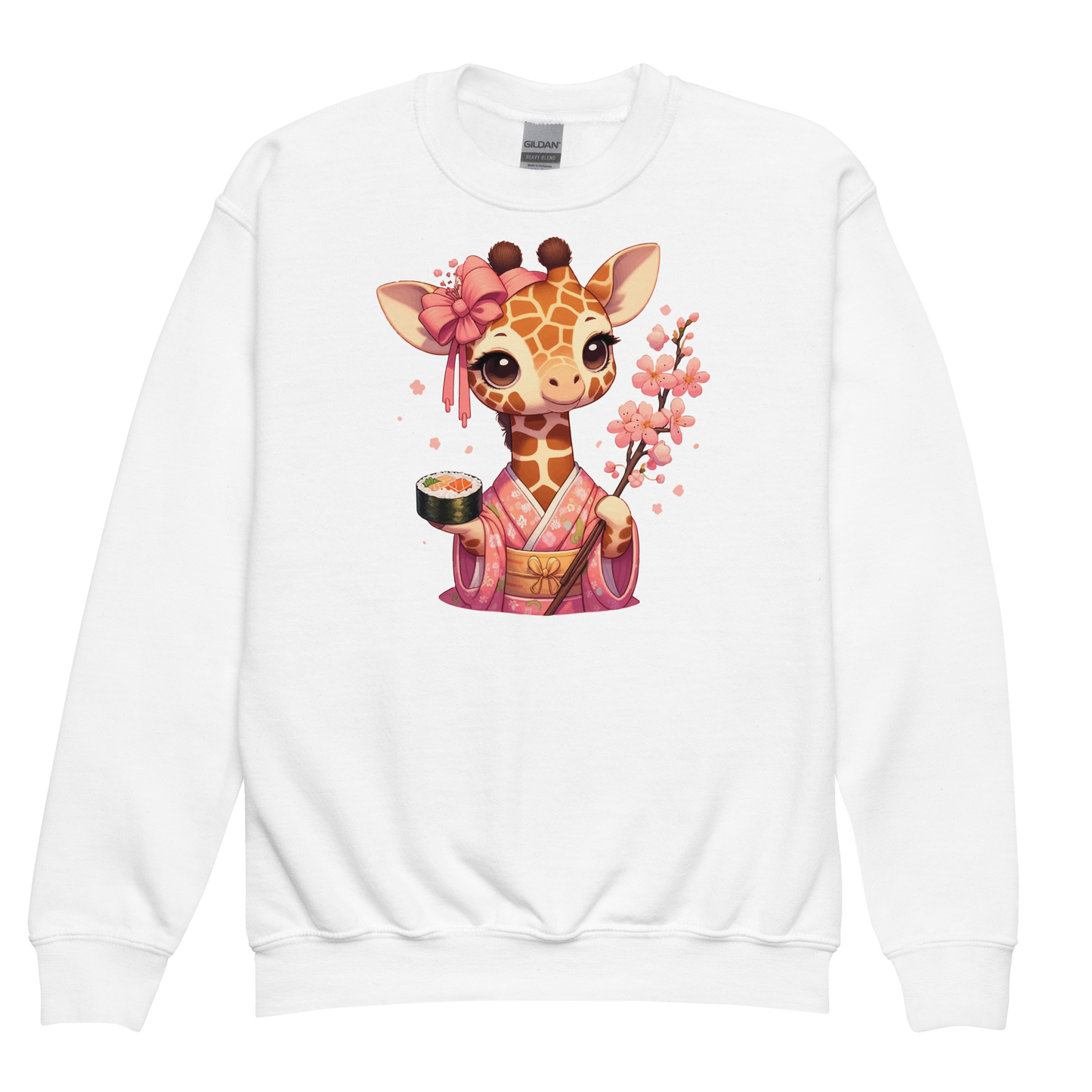 Geisha Giraffe - Holding Cherry Blossoms - Youth Sweatshirt