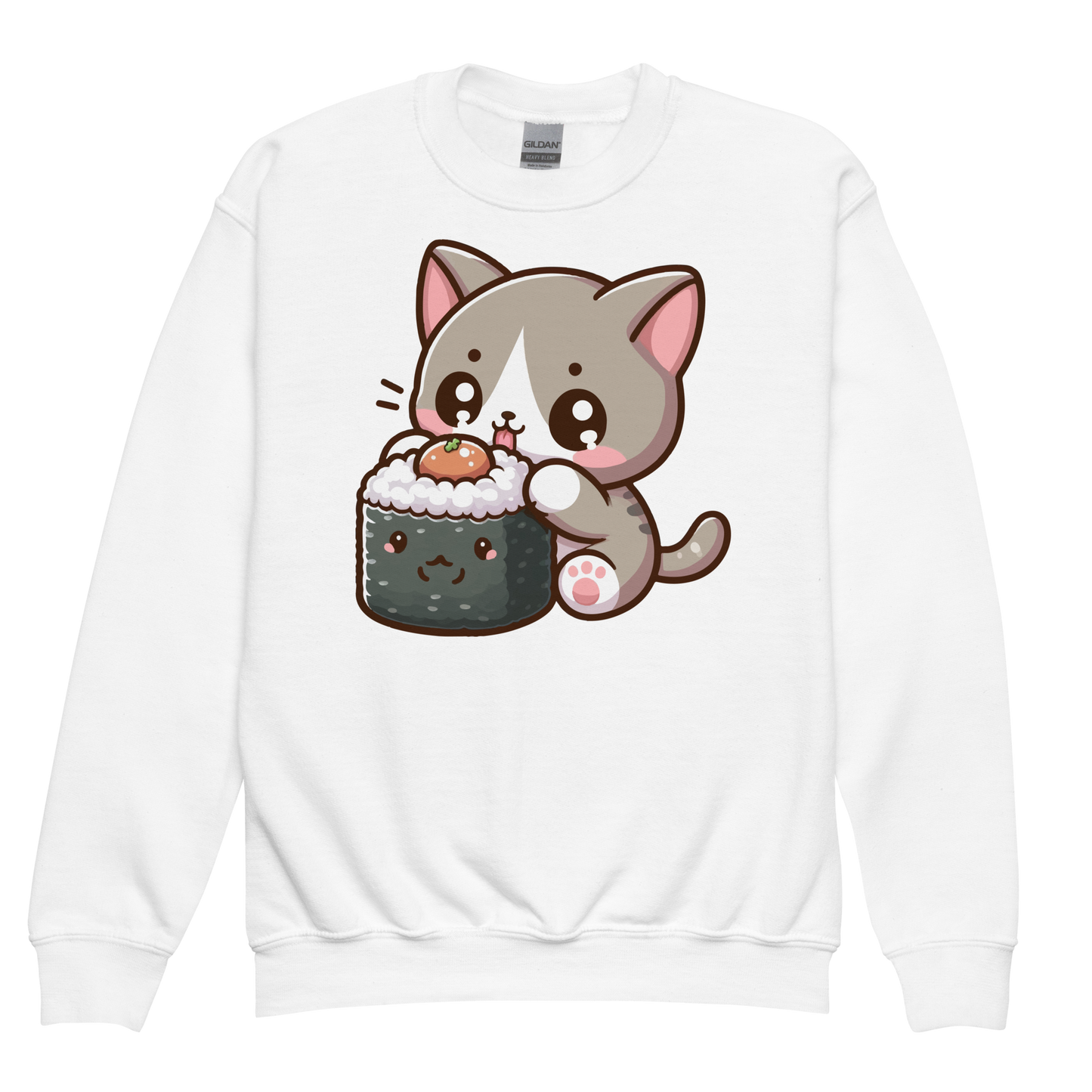 Grey Kitten - Eating Sushi - Youth Sweatshirt