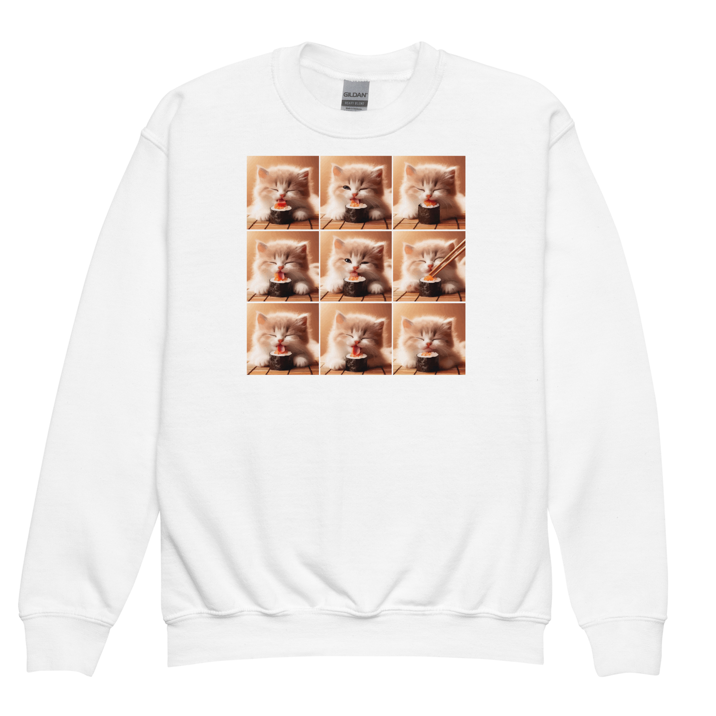 Kittens Eating Sushi Collage - Youth Sweatshirt