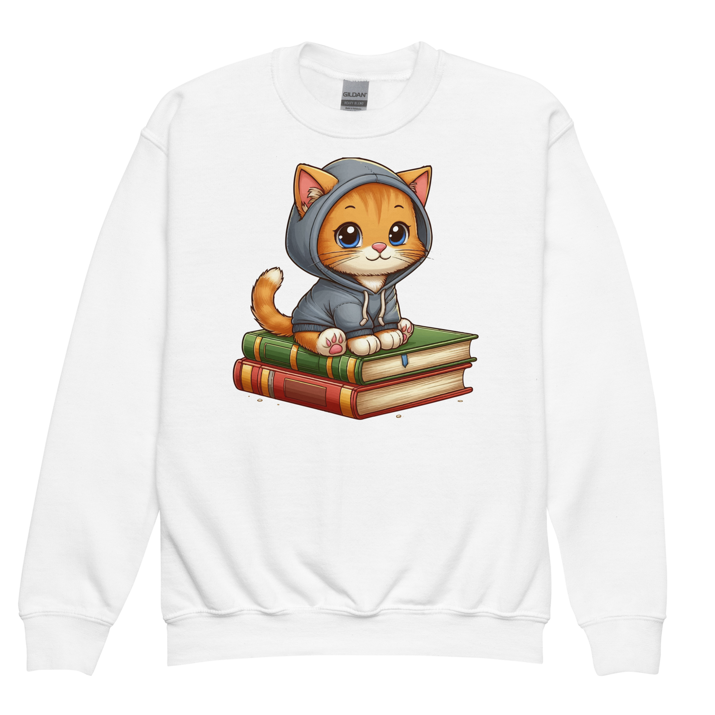 Orange Kitten - Sitting on Books - Youth Sweatshirt