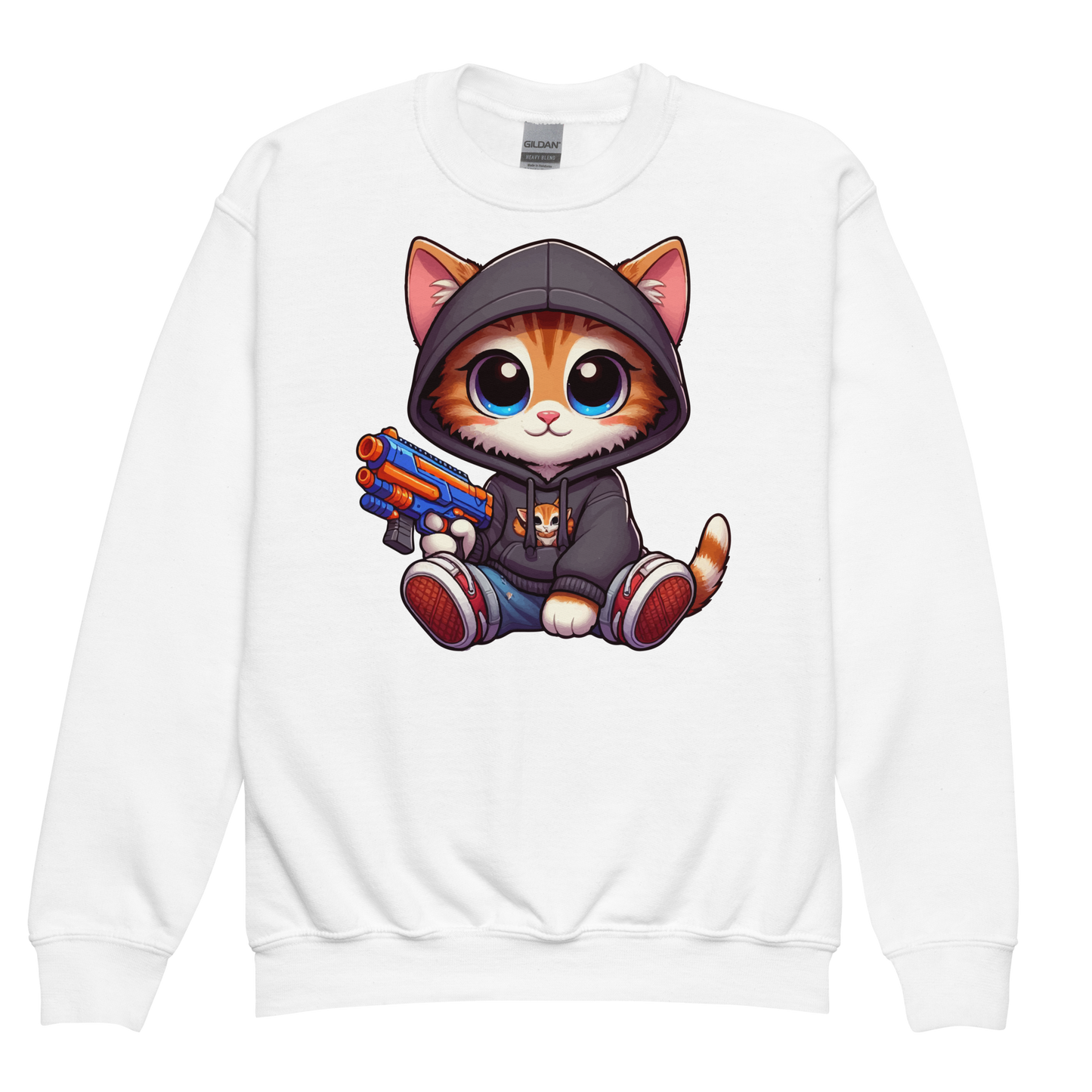 Orange Kitten with Foam Dart Blaster - Youth Sweatshirt