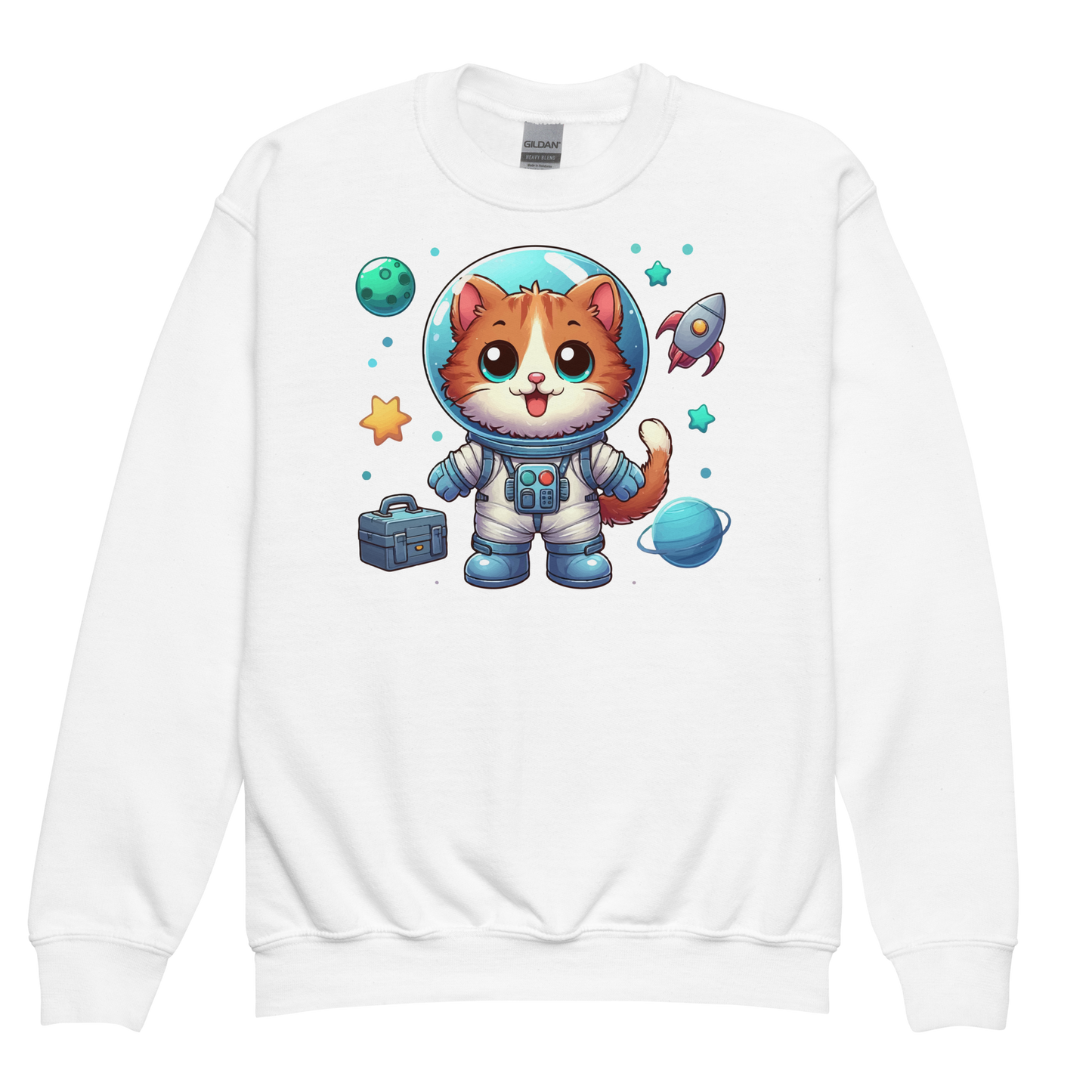 Space Kitten with Planets - Youth Sweatshirt