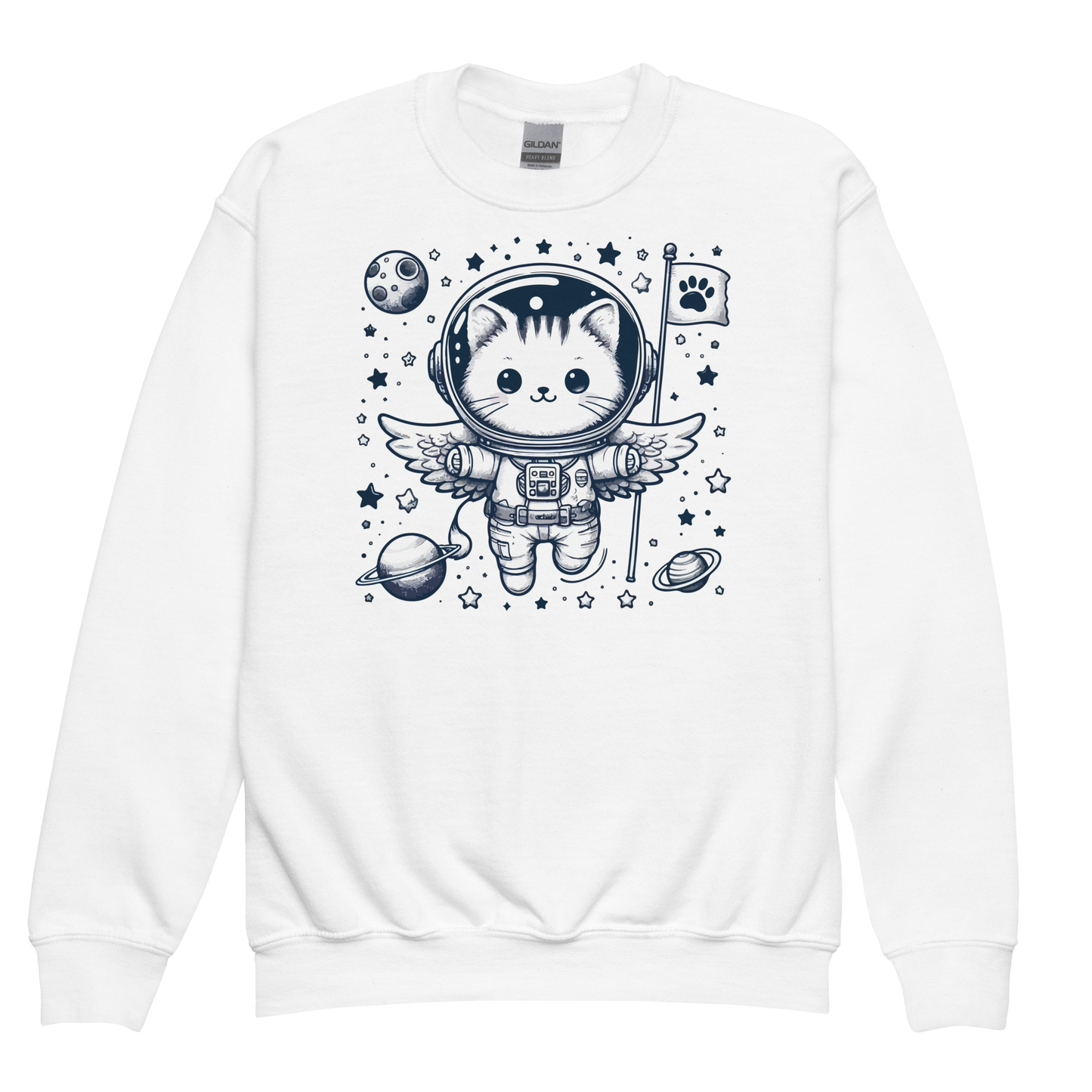 Space Kitten with Stars - Youth Sweatshirt