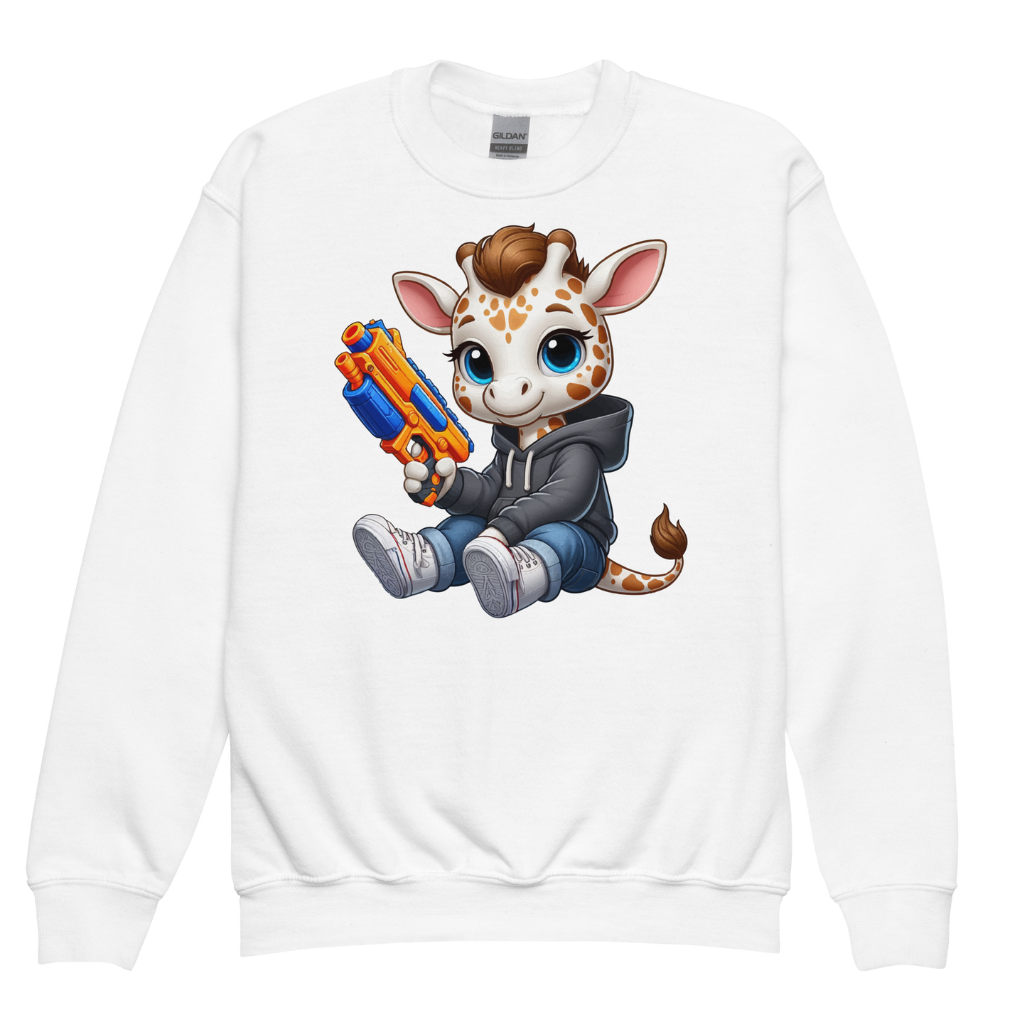 White Giraffe with Foam Dart Blaster - Youth Sweatshirt