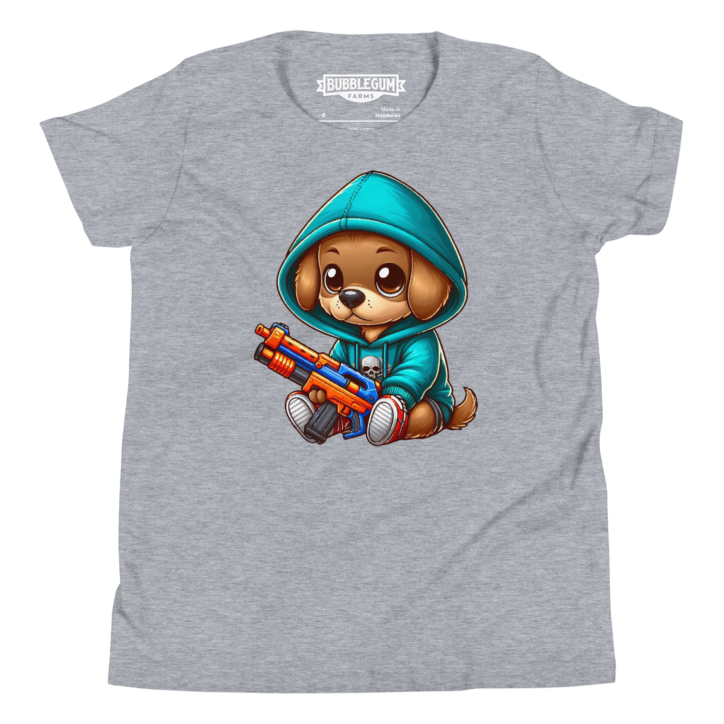 Brown Puppy with Foam Dart Blaster - Youth Staple Tee