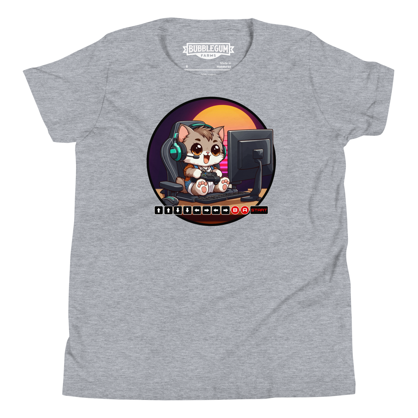 Gamer Kitten - Green Headset - Youth Staple Tee
