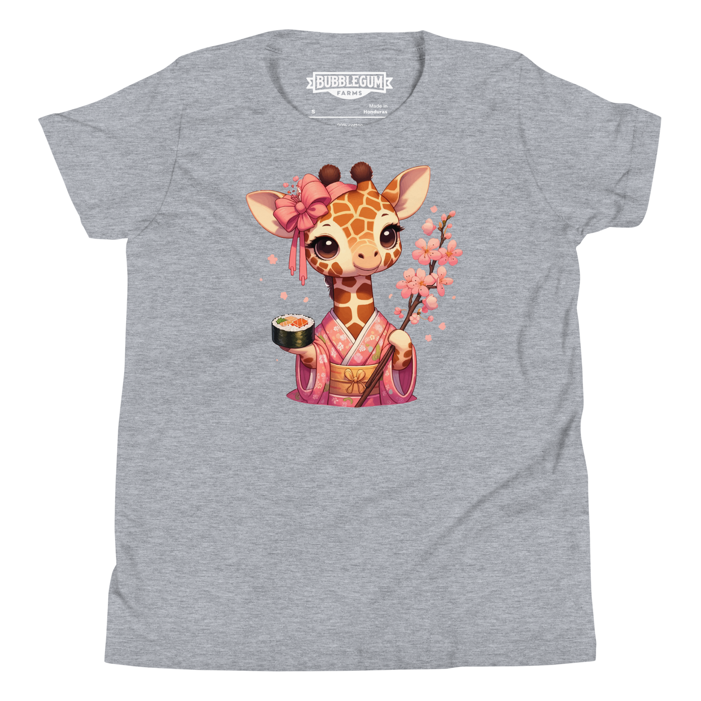 Geisha Giraffe - Holding Cherry Blossoms - Youth Staple Tee