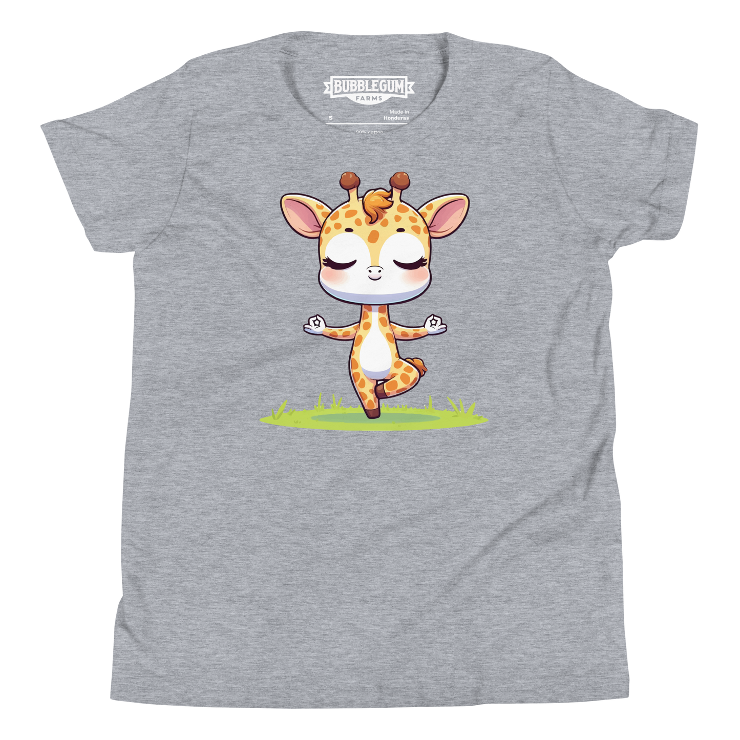 Giraffe doing Yoga - Youth Staple Tee