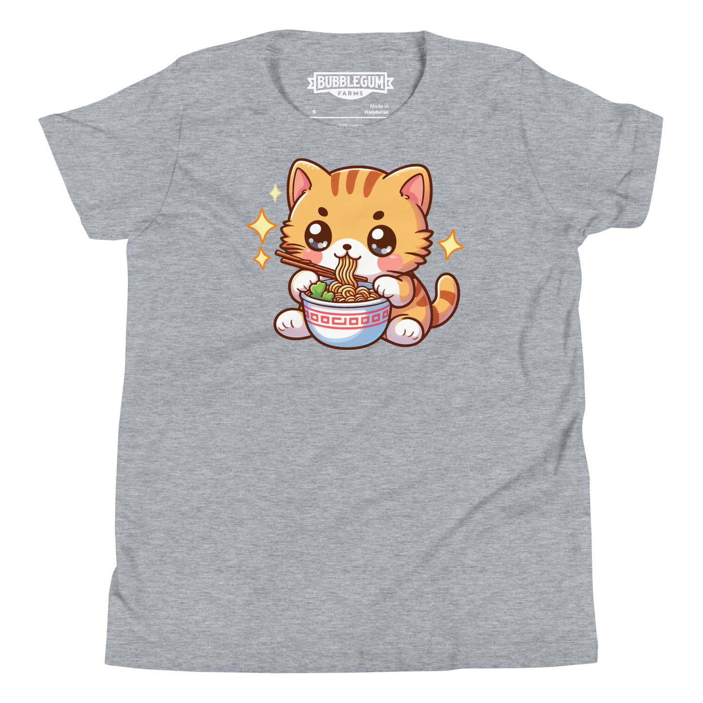 Orange Kitten - Eating Ramen - Youth Staple Tee