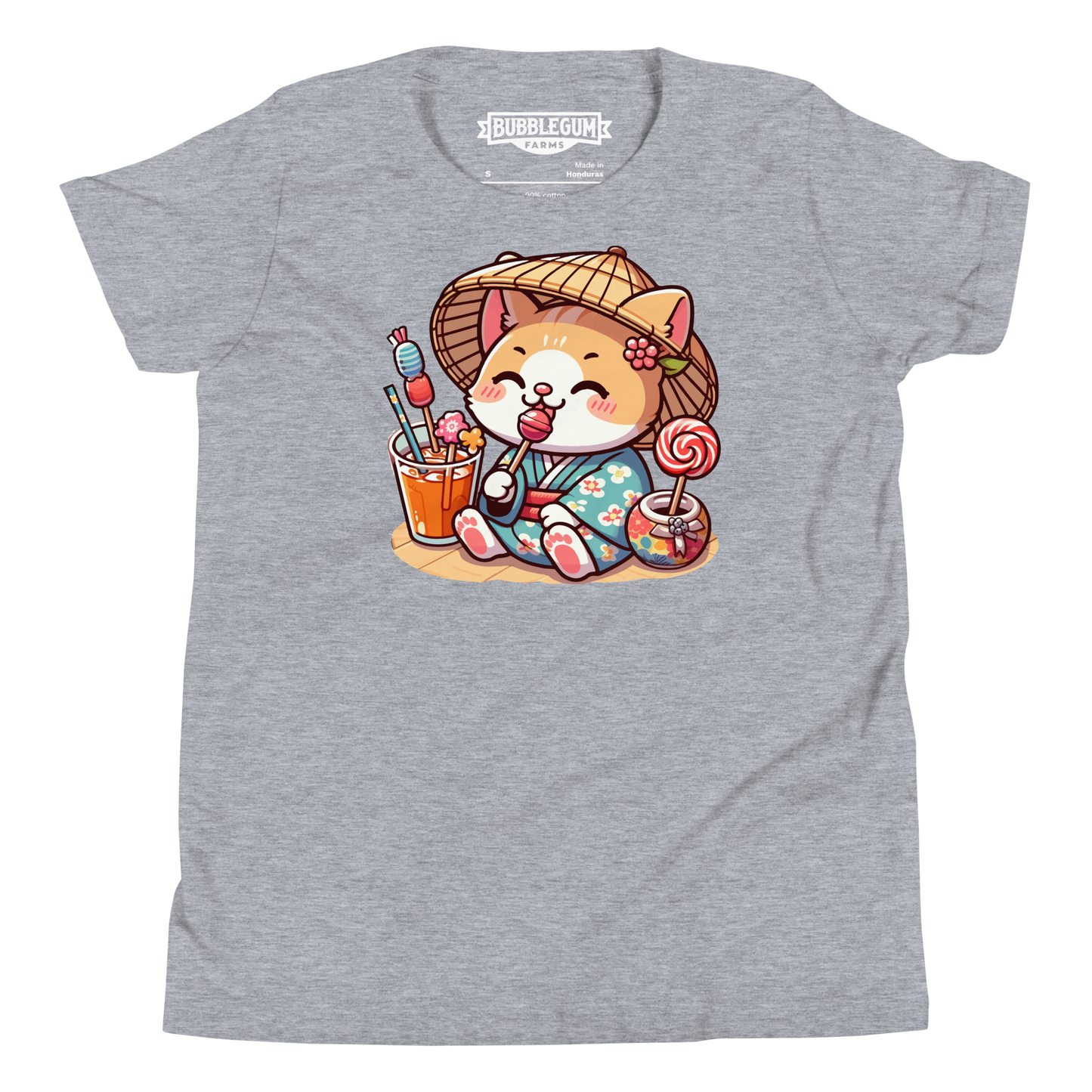Orange Kitten in a Kimono - Youth Staple Tee